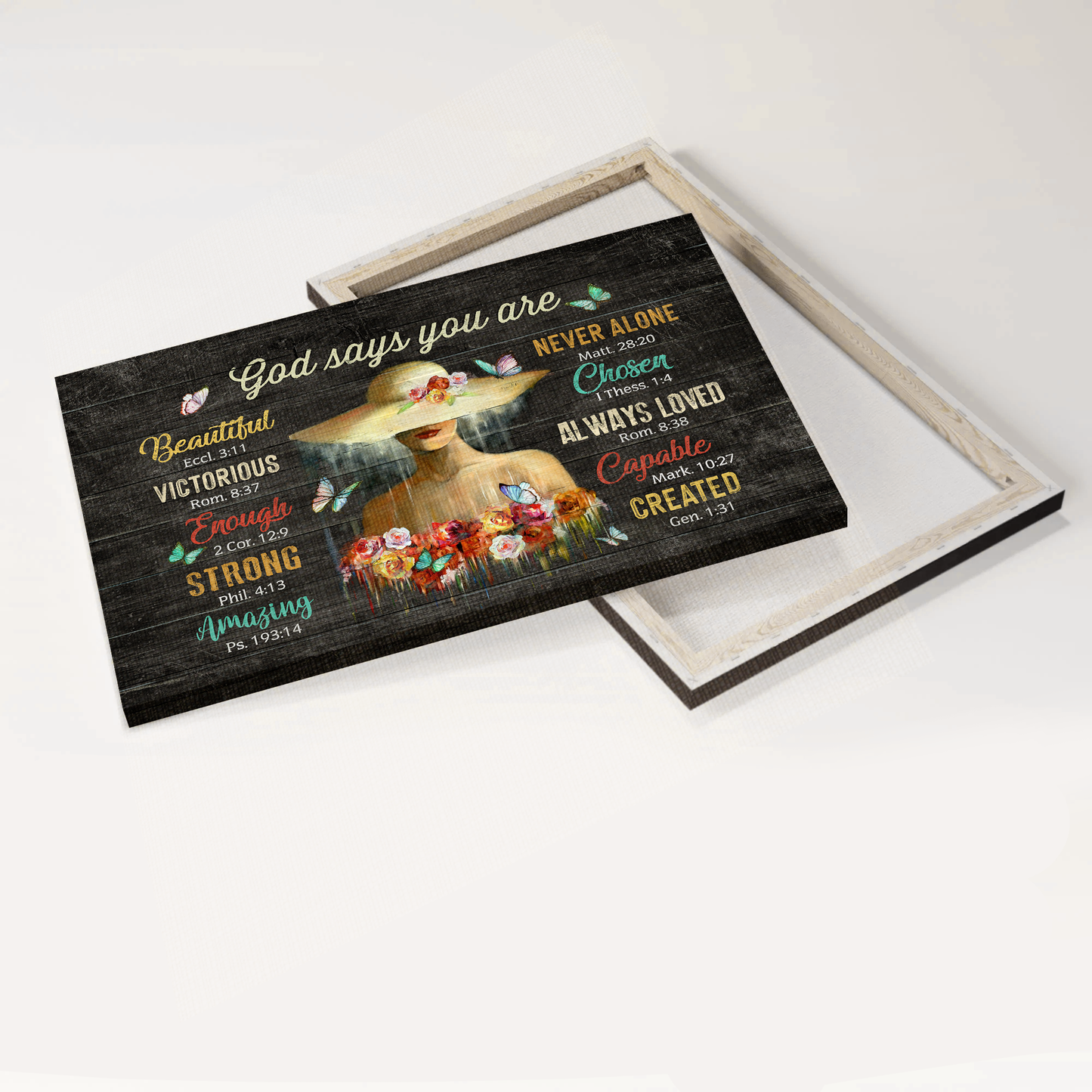 Jesus Landscape Canvas- Flower girl, Butterfly canvas- Gift for Christian- God says you are- Landscape Canvas Prints, Wall Art