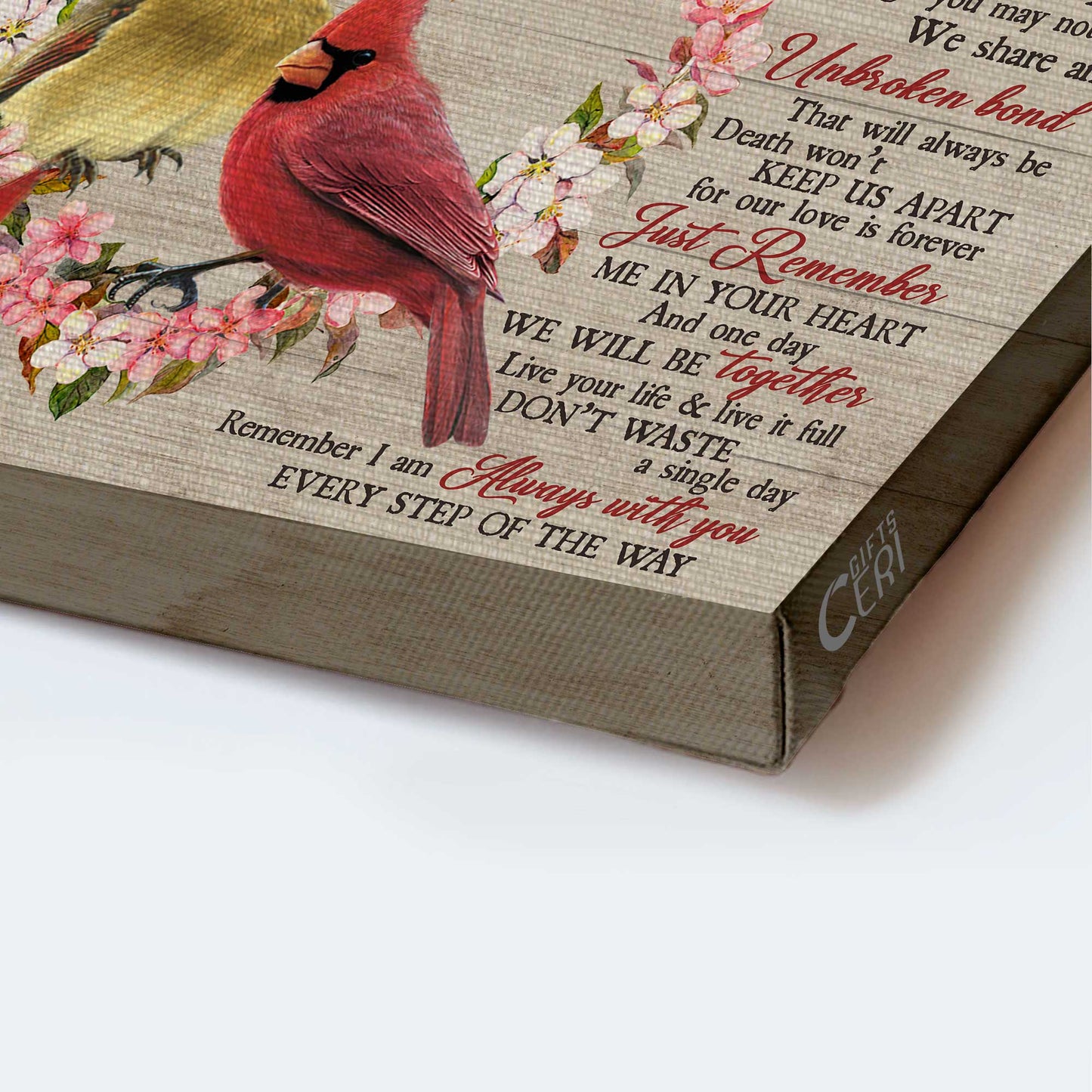 Memorial Landscape Canvas- Flower heart, Watercolor cardinal canvas- Gift for members family- I never left you - Heaven Landscape Canvas Prints, Wall Art
