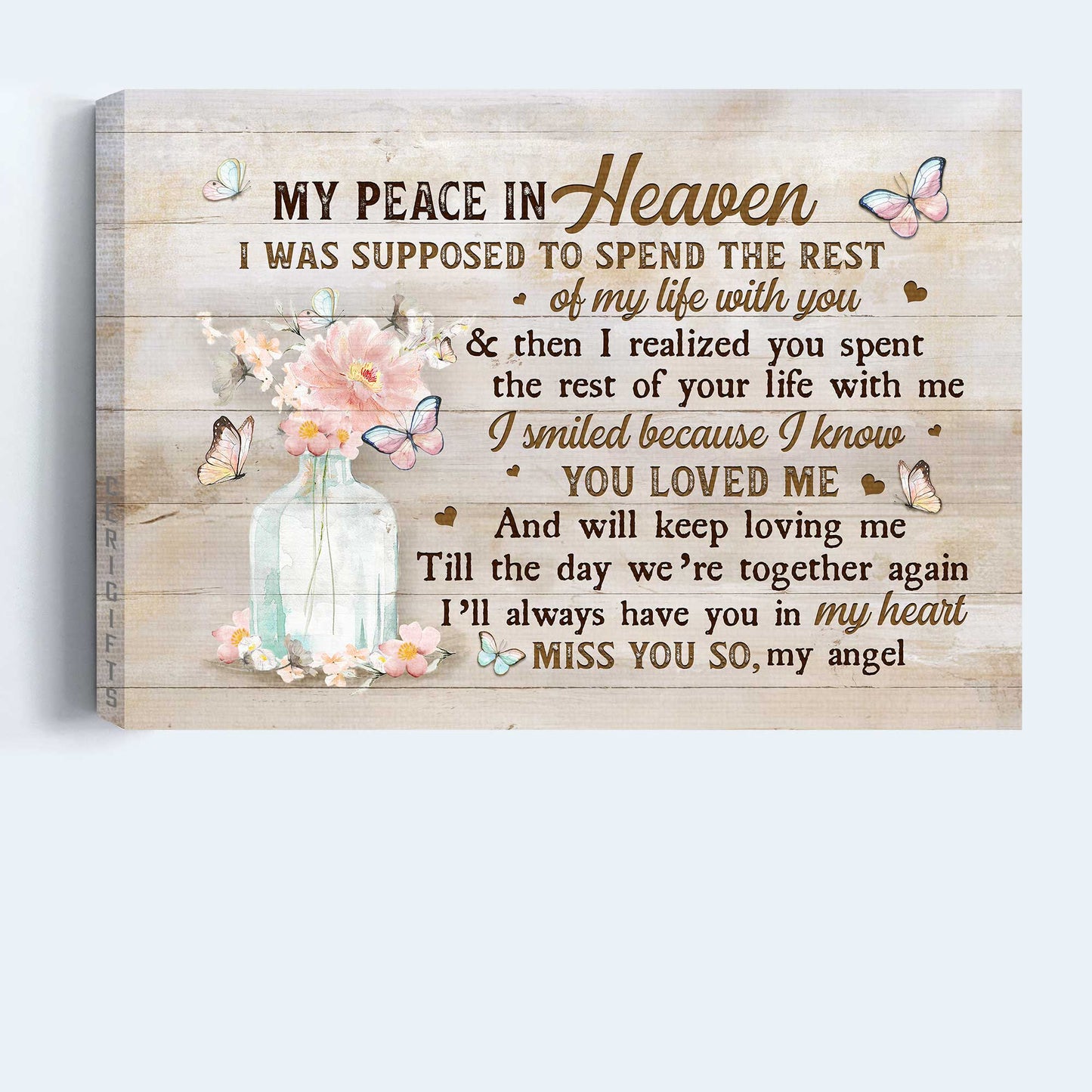Memorial Landscape Canvas- Flower in glass vase- Gift for members family- I was supposed to spend the rest of my life with you - Heaven Landscape Canvas Prints, Wall Art