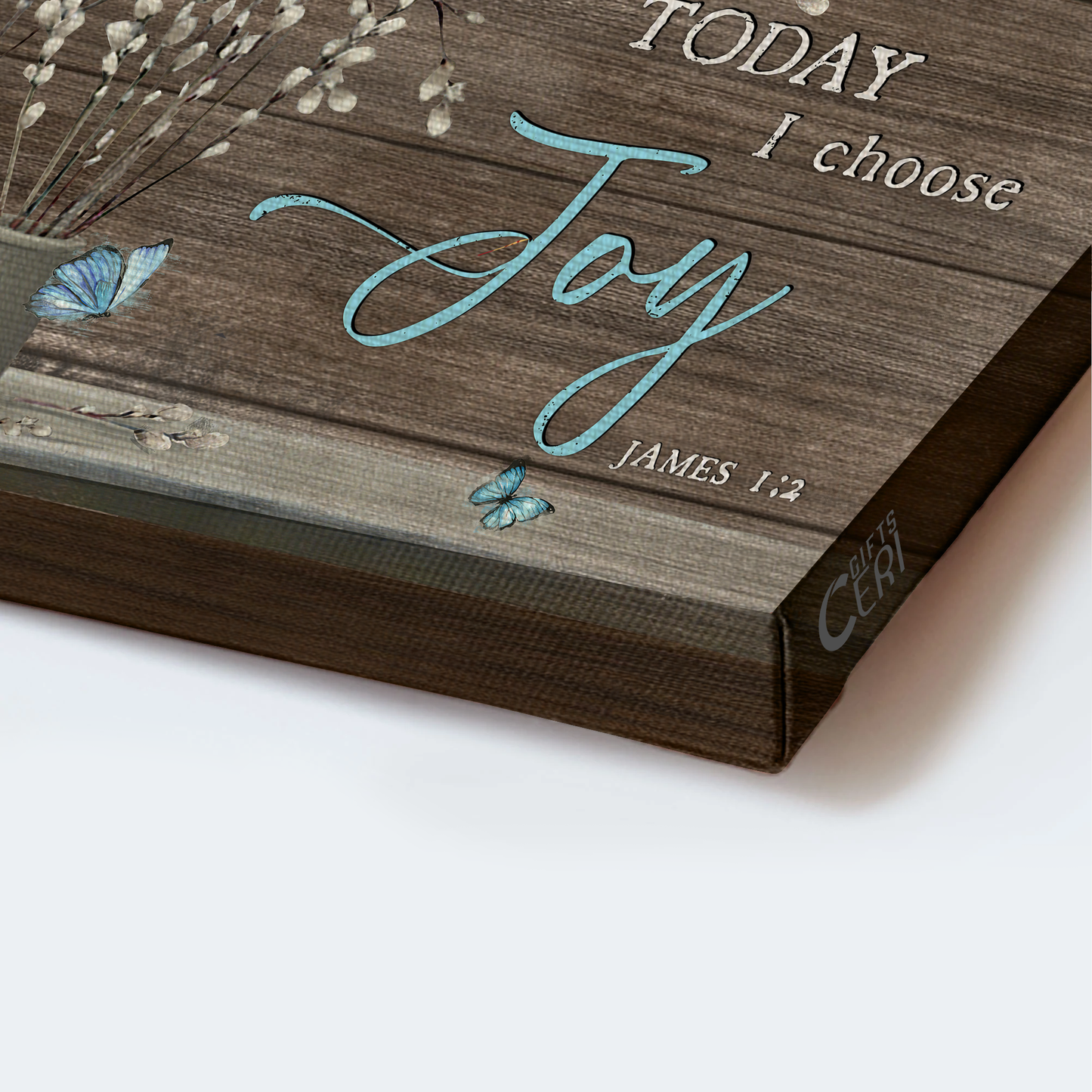 Jesus Landscape Canvas- Flower painting, Blue butterfly- Gift for Christian- Today I choose Joy - Landscape Canvas Prints, Wall Art