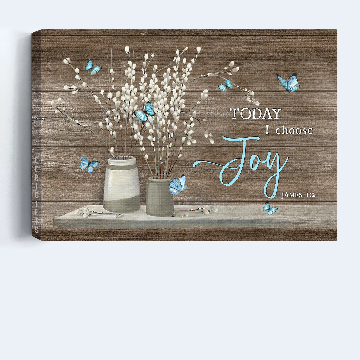 Jesus Landscape Canvas- Flower painting, Blue butterfly- Gift for Christian- Today I choose Joy - Landscape Canvas Prints, Wall Art