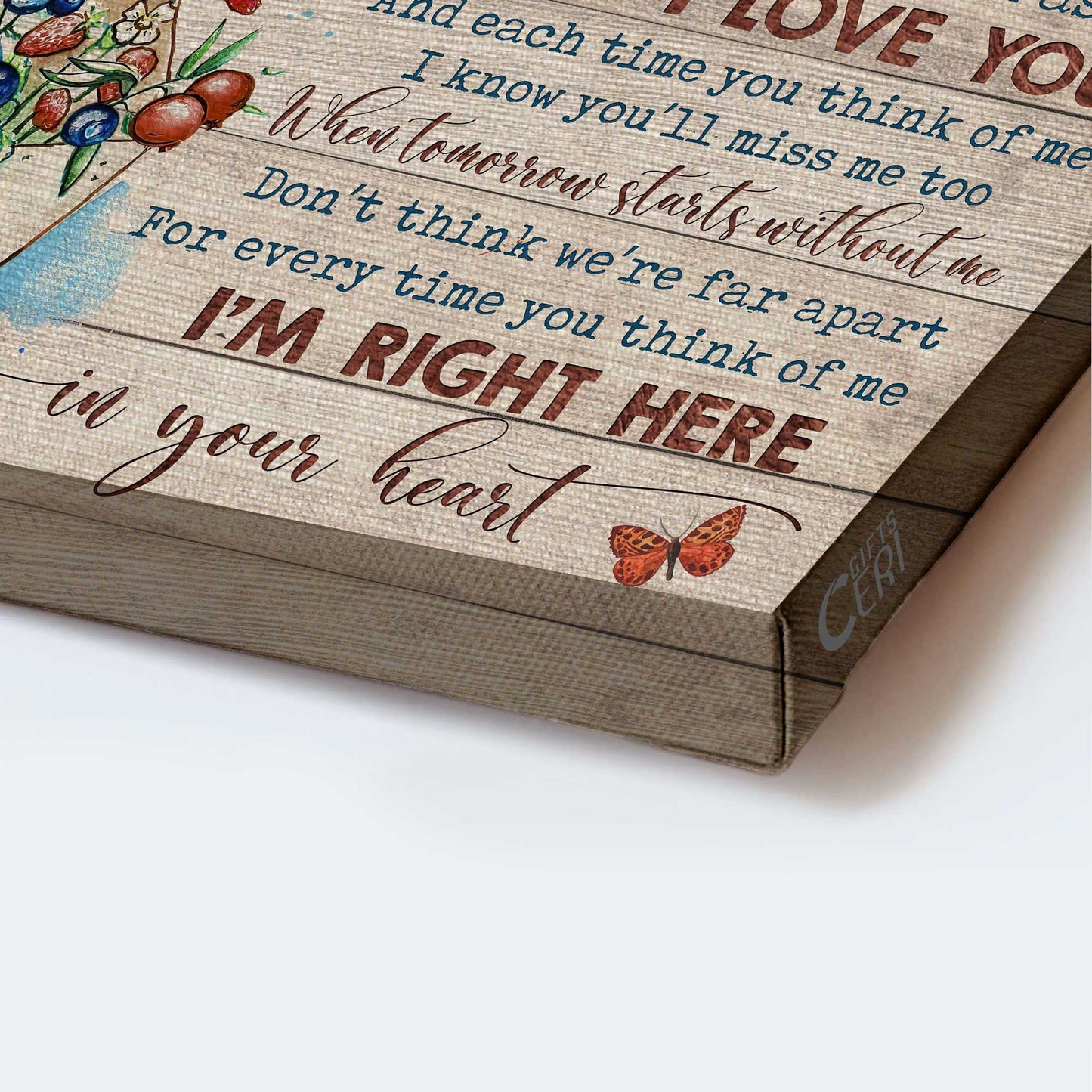 Memorial Landscape Canvas- Flower painting, Butterfly canvas- Gift for family- Letter from heaven, I'm right here in your heart - Heaven Landscape Canvas Prints, Wall Art