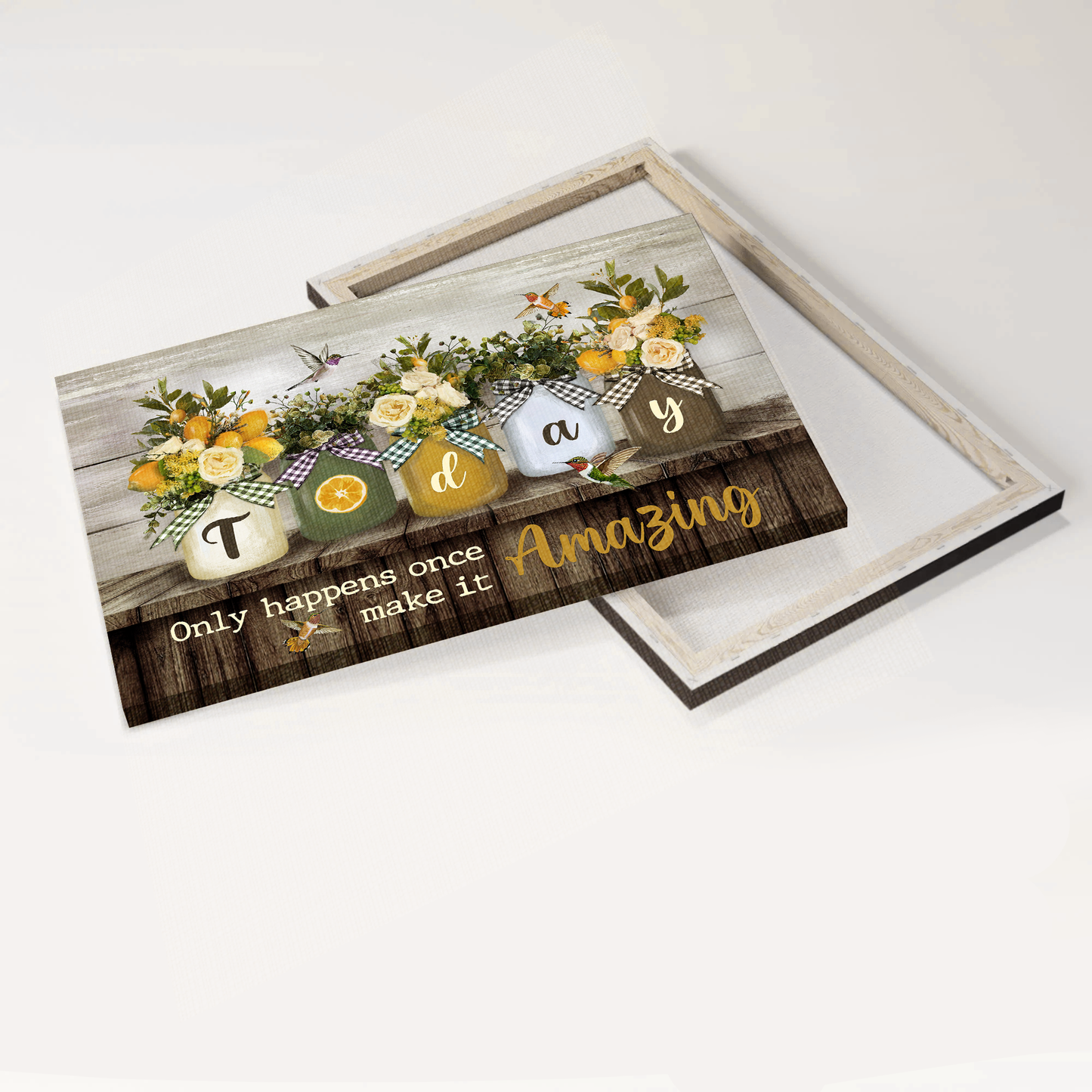 Jesus Landscape Canvas- Flower vase, Lemon, Hummingbird canvas- Gift for Christian- Today only happens once, make it amazing - Landscape Canvas Prints, Wall Art