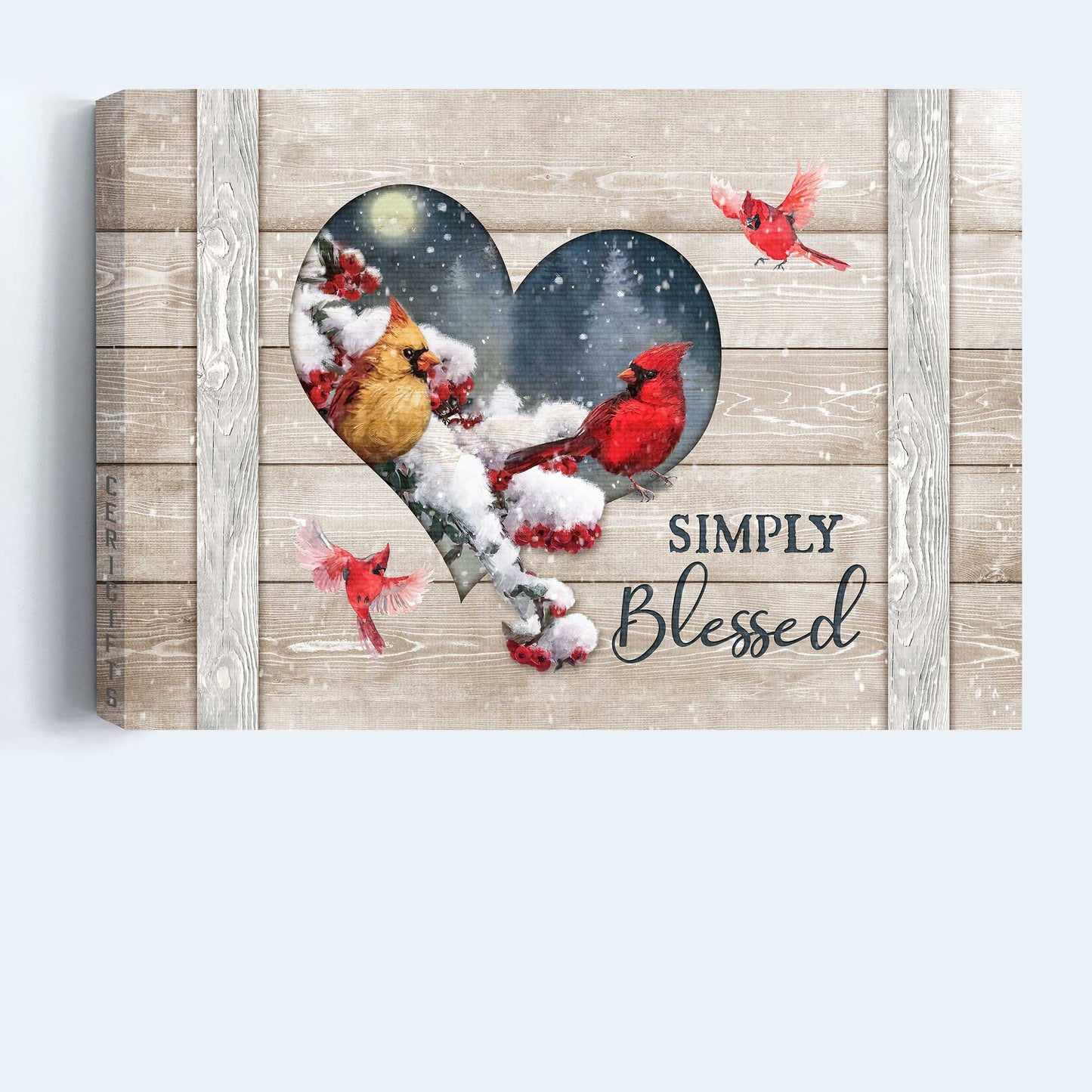 Memorial Landscape Canvas- Frozen cranberry, Cardinal drawing, Beautiful night, Simply blessed canvas- Gift for members family - Heaven Landscape Canvas Prints, Wall Art