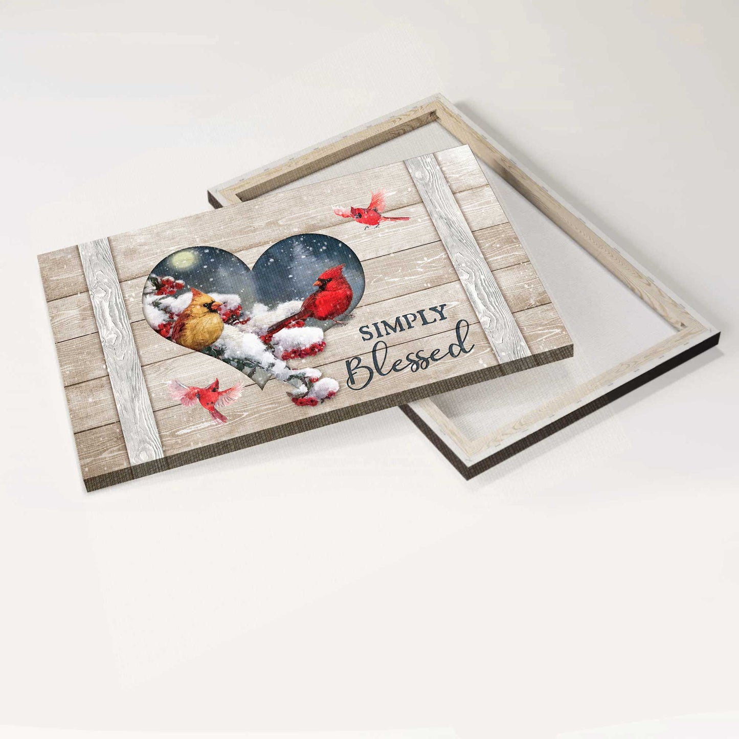 Memorial Landscape Canvas- Frozen cranberry, Cardinal drawing, Beautiful night, Simply blessed canvas- Gift for members family - Heaven Landscape Canvas Prints, Wall Art