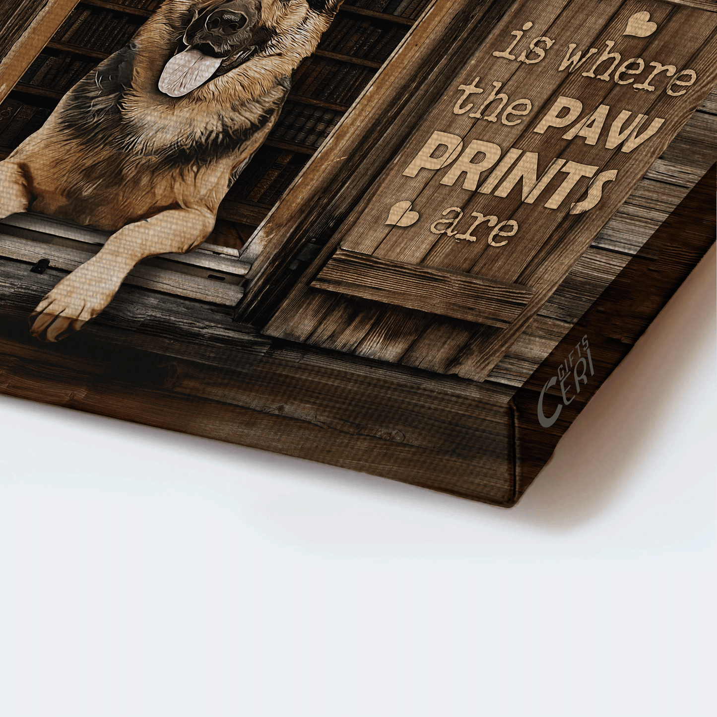 German Shepherd Landscape Canvas- German Shepherd, By the window canvas- Gift for dog lover- Home is where the paw prints are - Jesus Landscape Canvas Prints, Christian Wall Art