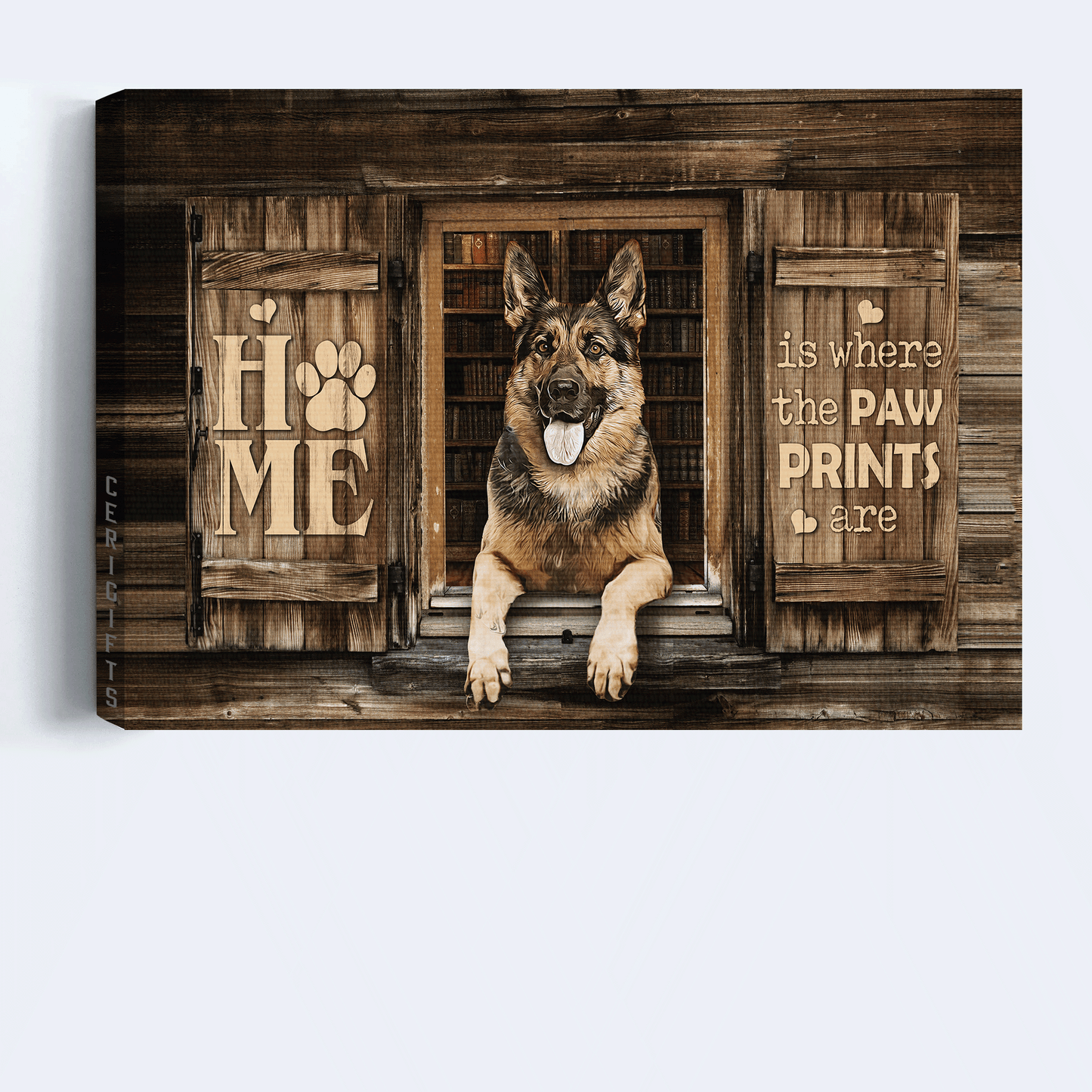 German Shepherd Landscape Canvas- German Shepherd, By the window canvas- Gift for dog lover- Home is where the paw prints are - Jesus Landscape Canvas Prints, Christian Wall Art