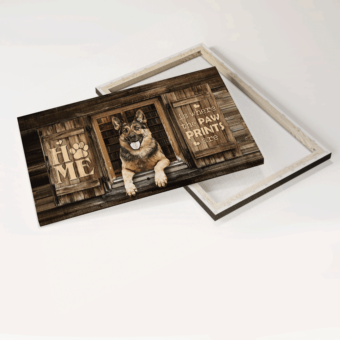 German Shepherd Landscape Canvas- German Shepherd, By the window canvas- Gift for dog lover- Home is where the paw prints are - Jesus Landscape Canvas Prints, Christian Wall Art
