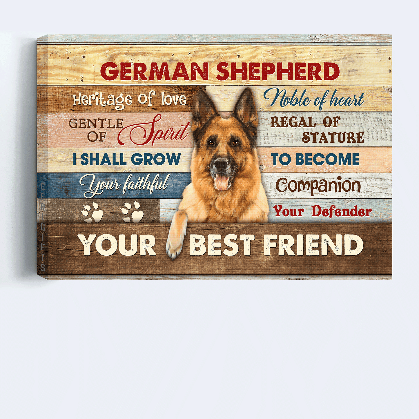 German Shepherd Landscape Canvas- German Shepherd dog, Colorful wooden background - Gift for German Shepherd - I shall grow your faithful - Landscape Canvas Prints, Wall Art