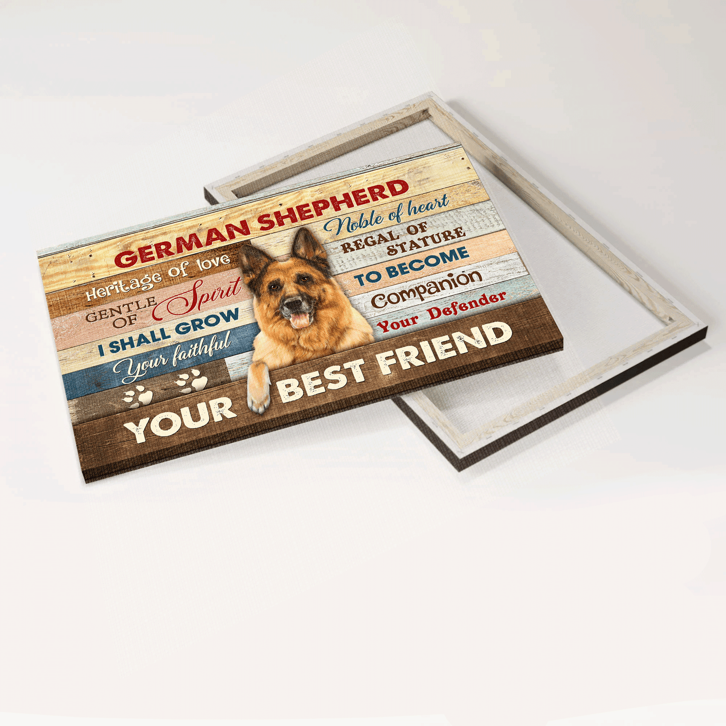 German Shepherd Landscape Canvas- German Shepherd dog, Colorful wooden background - Gift for German Shepherd - I shall grow your faithful - Landscape Canvas Prints, Wall Art