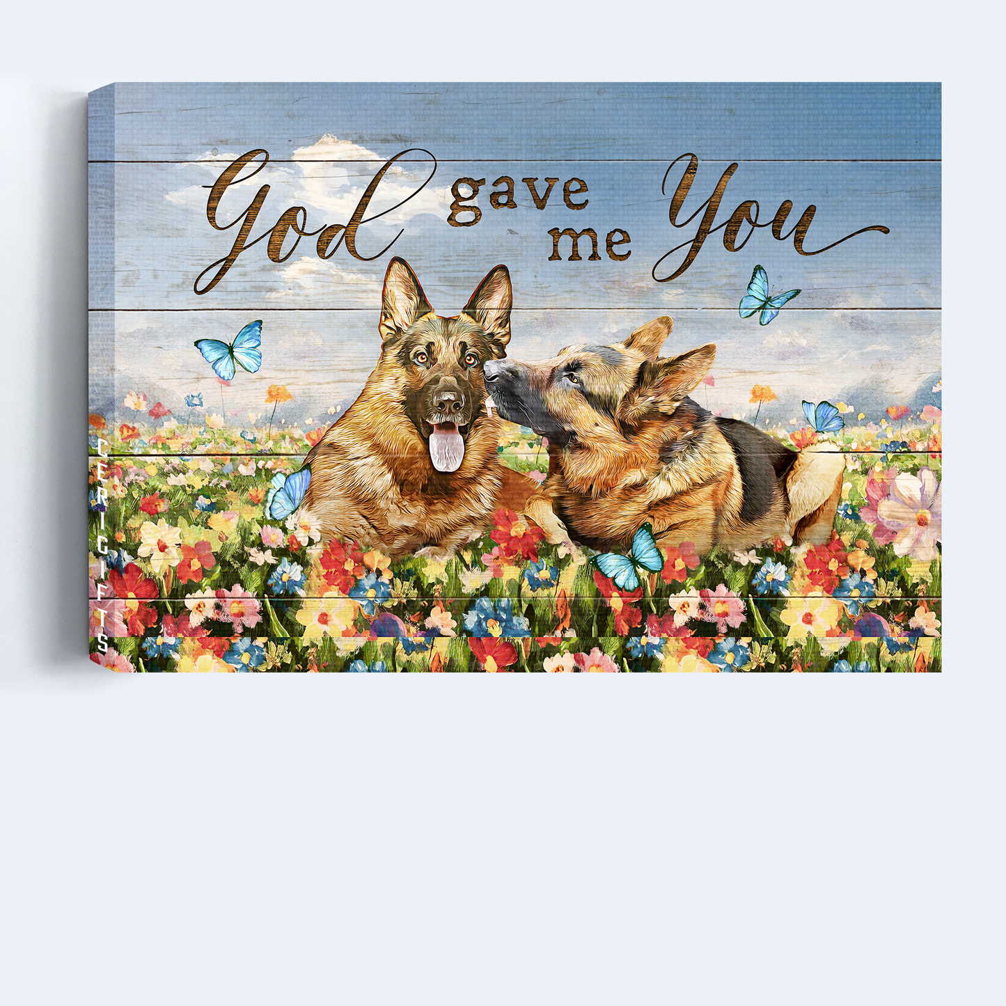 Jesus Landscape Canvas- German shepherd drawing, Colorful flower, God gave me you canvas- Gift for Christian - Landscape Canvas Prints, Wall Art