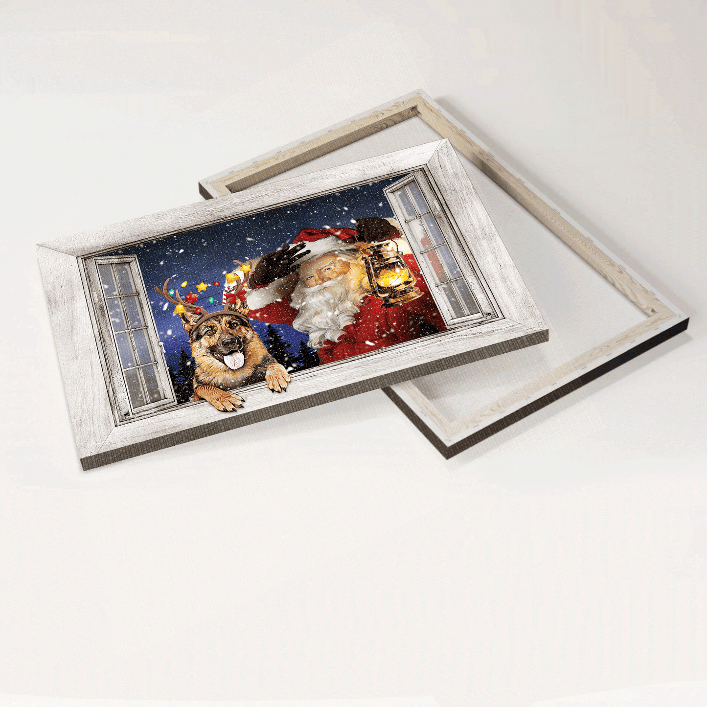 German Shepherd Landscape Canvas- German Shepherd, Santa Clause, Christmas gift, Merry Christmas canvas- Gift for dog lover - Dog Landscape Canvas Prints, Wall Art