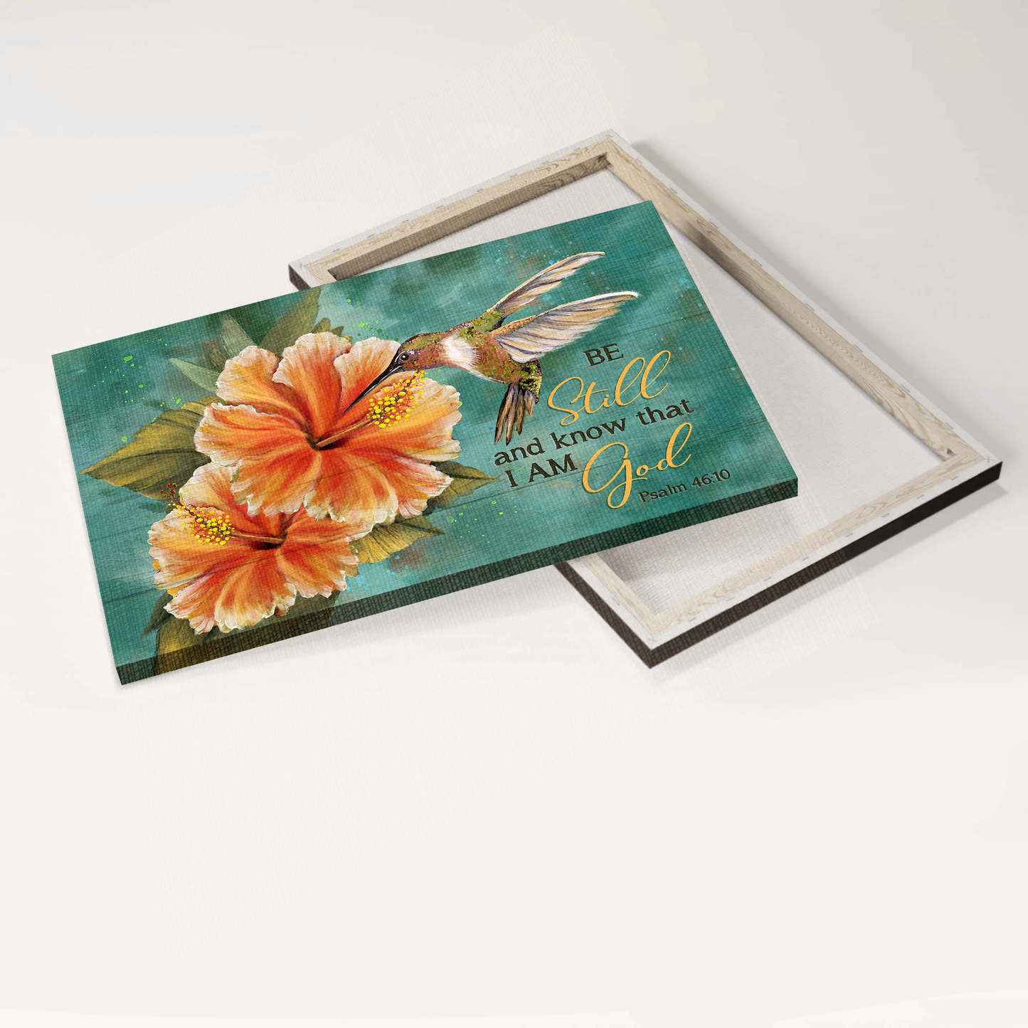 Jesus Landscape Canvas- Gladiolus flower, Colorful hummingbird canvas- Gift for Christian- Be still and know that I am God - Landscape Canvas Prints, Christian Wall Art