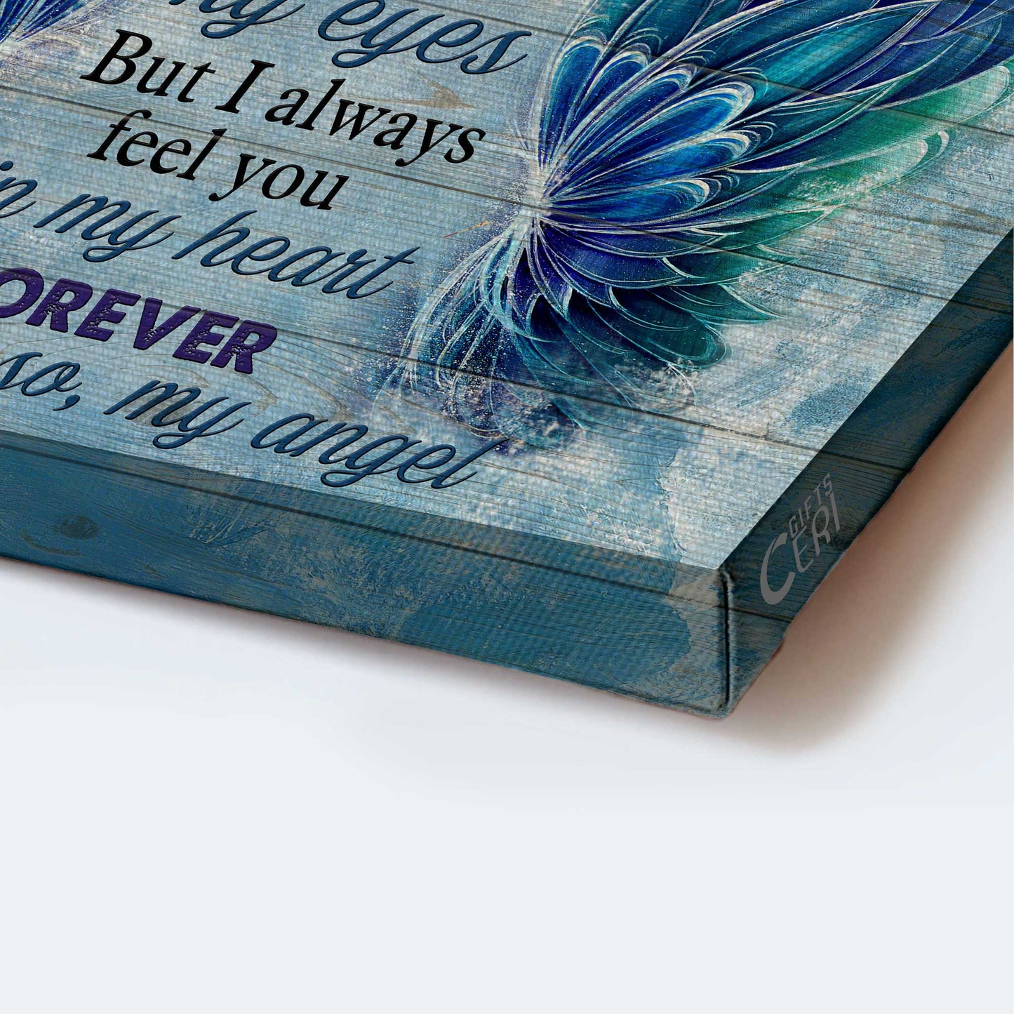 Memorial Landscape Canvas- Gorgeous wings canvas- Gift for members family- I always feel you in my heart - Heaven Landscape Canvas Prints, Wall Art