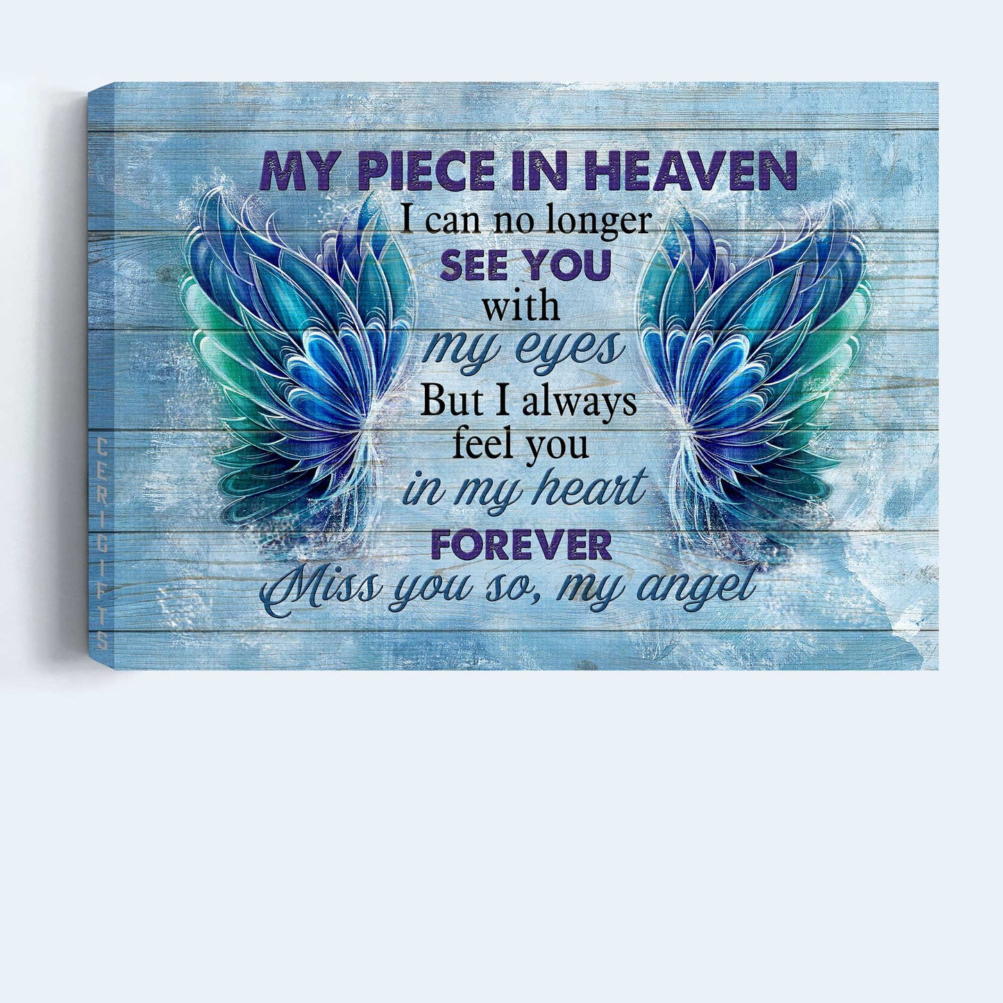 Memorial Landscape Canvas- Gorgeous wings canvas- Gift for members family- I always feel you in my heart - Heaven Landscape Canvas Prints, Wall Art