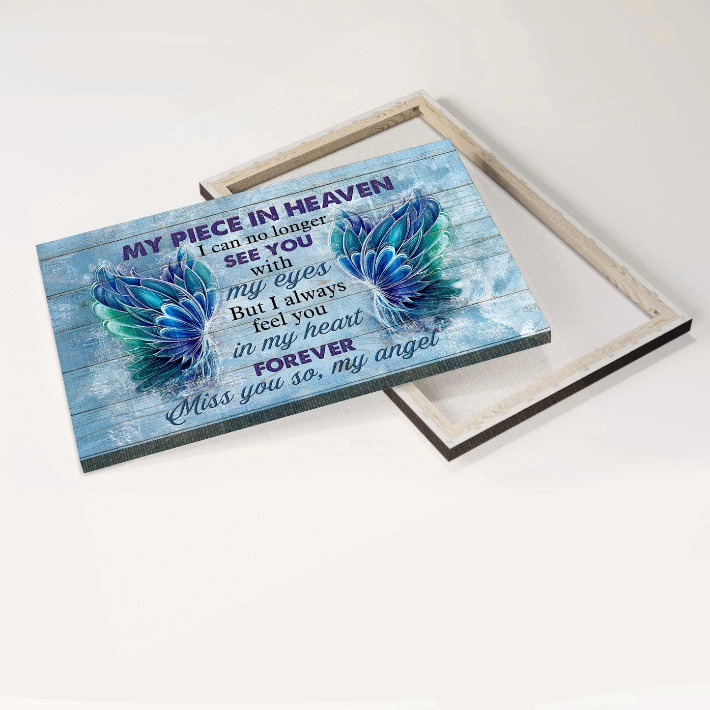 Memorial Landscape Canvas- Gorgeous wings canvas- Gift for members family- I always feel you in my heart - Heaven Landscape Canvas Prints, Wall Art