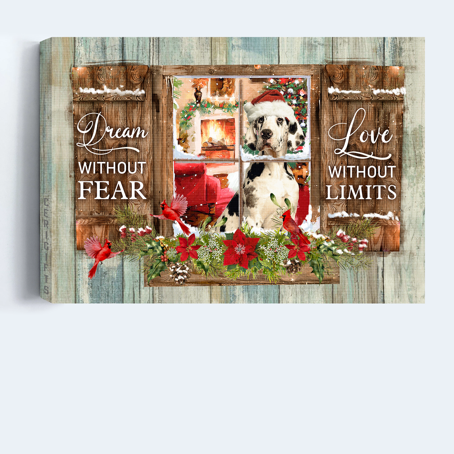 Great Dane Landscape Canvas- Great Dane, Through the window, Christmas- Gift for dog lover- Dream without fear, love without limits - Dog Landscape Canvas Prints , Wall Art