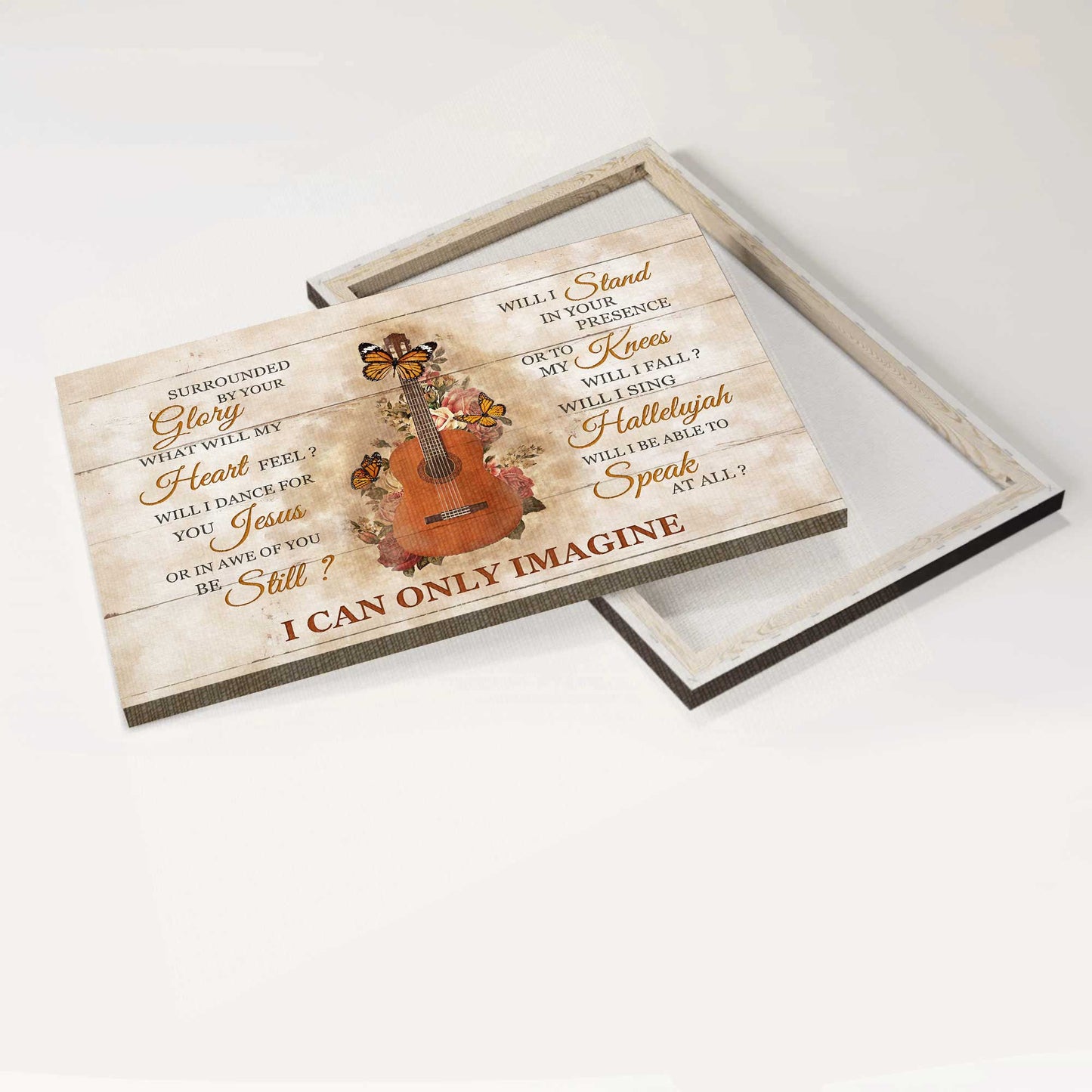 Jesus Landscape Canvas- Guitar, Rose, Butterfly- Gift for Christian- I can only imagine - Landscape Canvas Prints, Wall Art