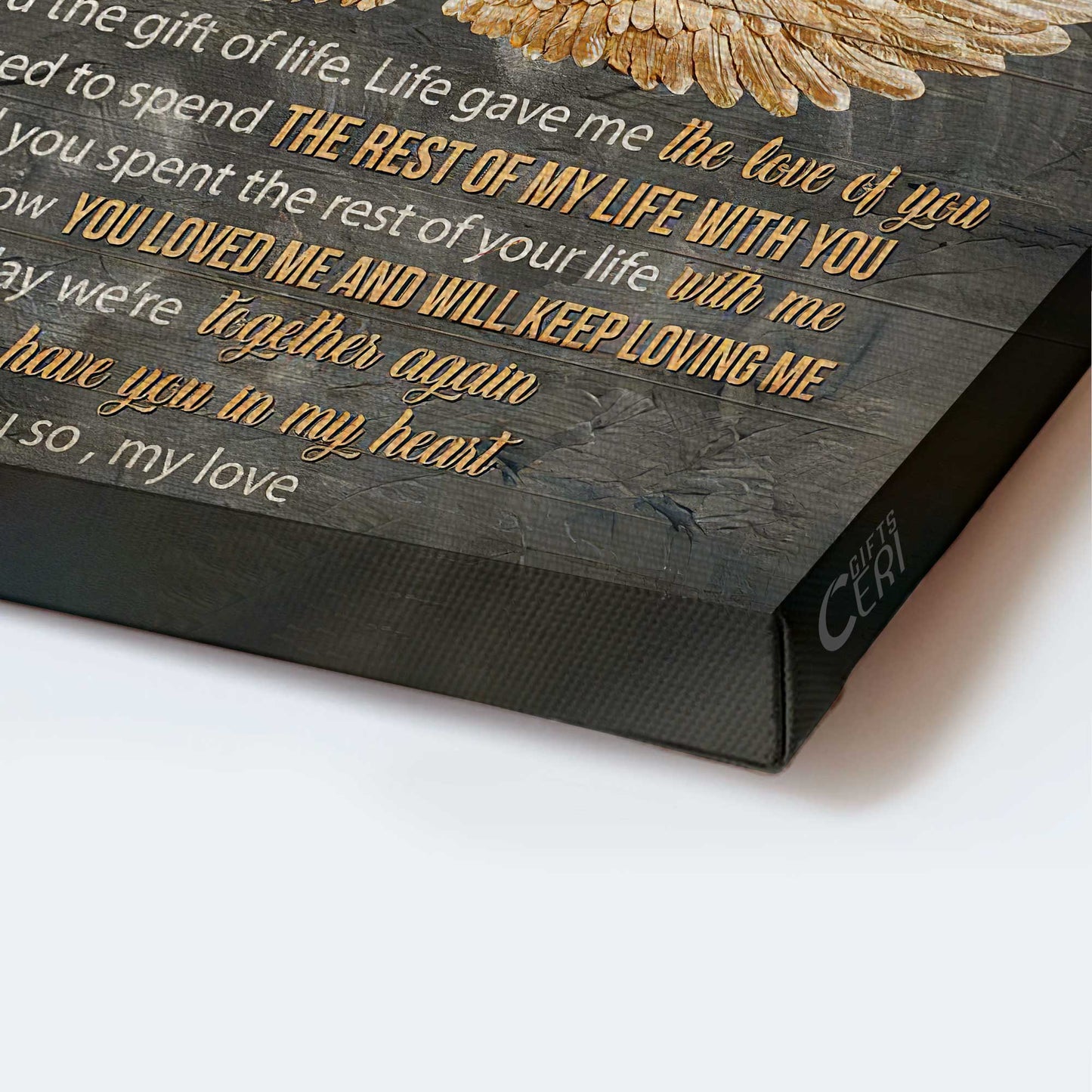 Memorial Landscape Canvas- Golden wings - Gift for members family- My piece in heaven - Heaven Landscape Canvas Prints, Wall Art