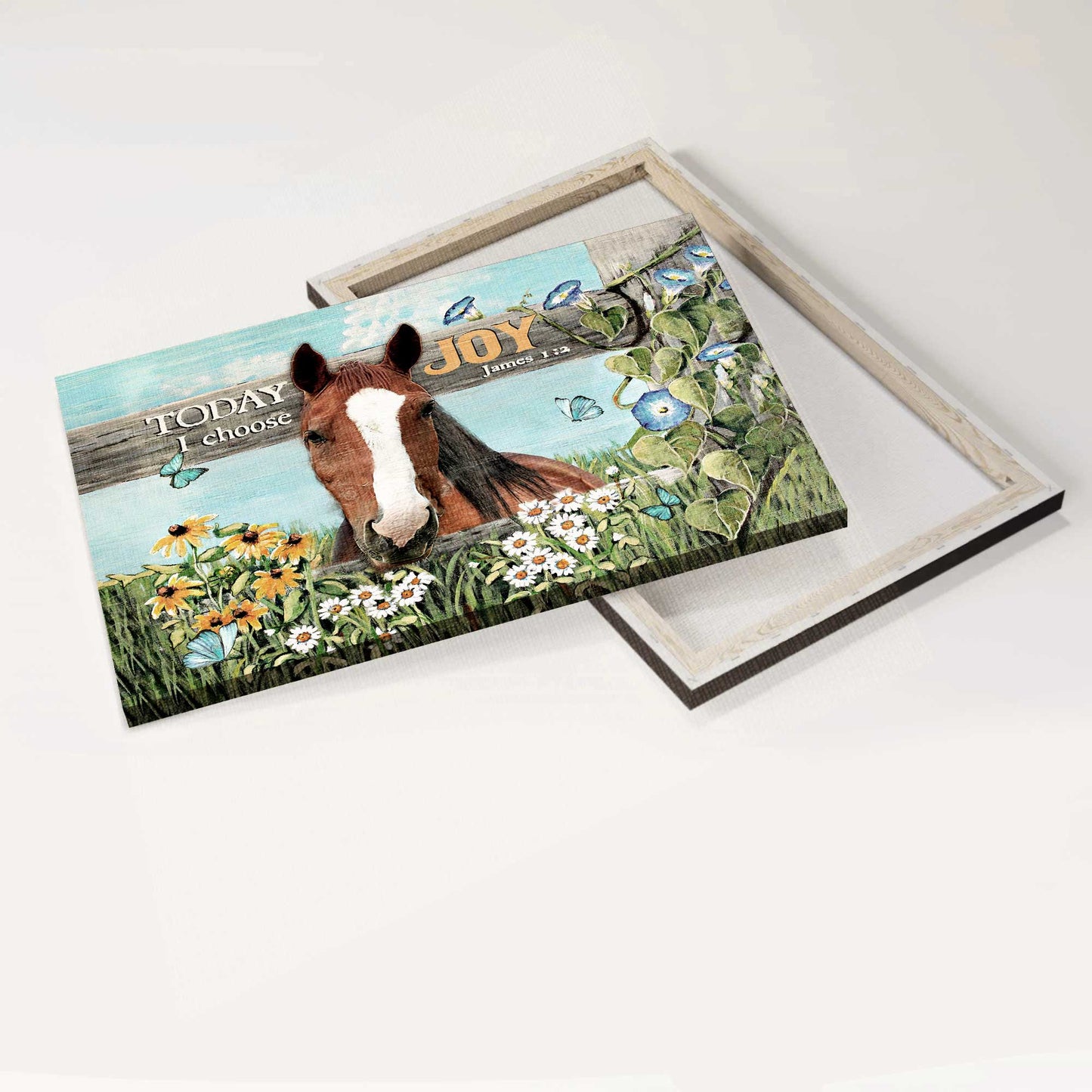 Jesus Landscape Canvas- Horse artwork, Flower garden, Meadow land canvas- Gift for Christian- Today I choose joy - Landscape Canvas Prints, Christian Wall Art