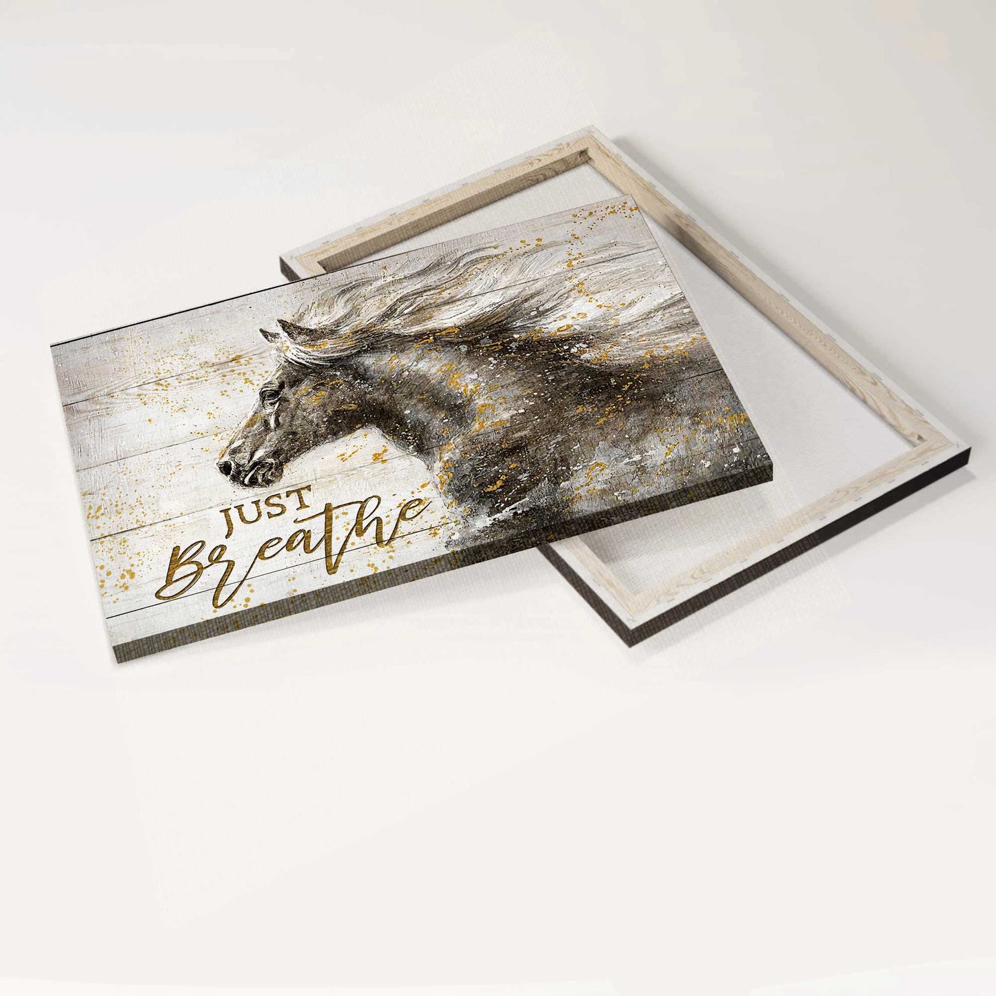 Jesus Landscape Canvas- Horse painting, Black and white painting, Just breathe canvas- Gift for Christian - Landscape Canvas Prints, Christian Wall Art