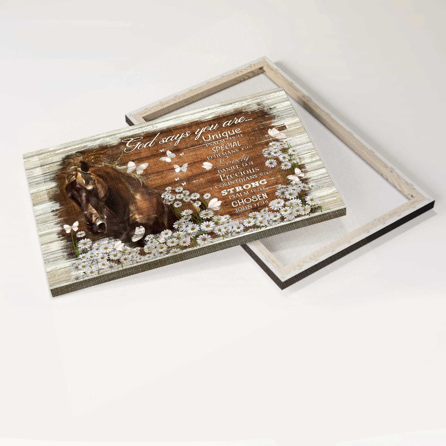 Jesus Landscape Canvas- Horse painting, Daisy flower, God says you are canvas- Gift for Christian - Landscape Canvas Prints, Christian Wall Art