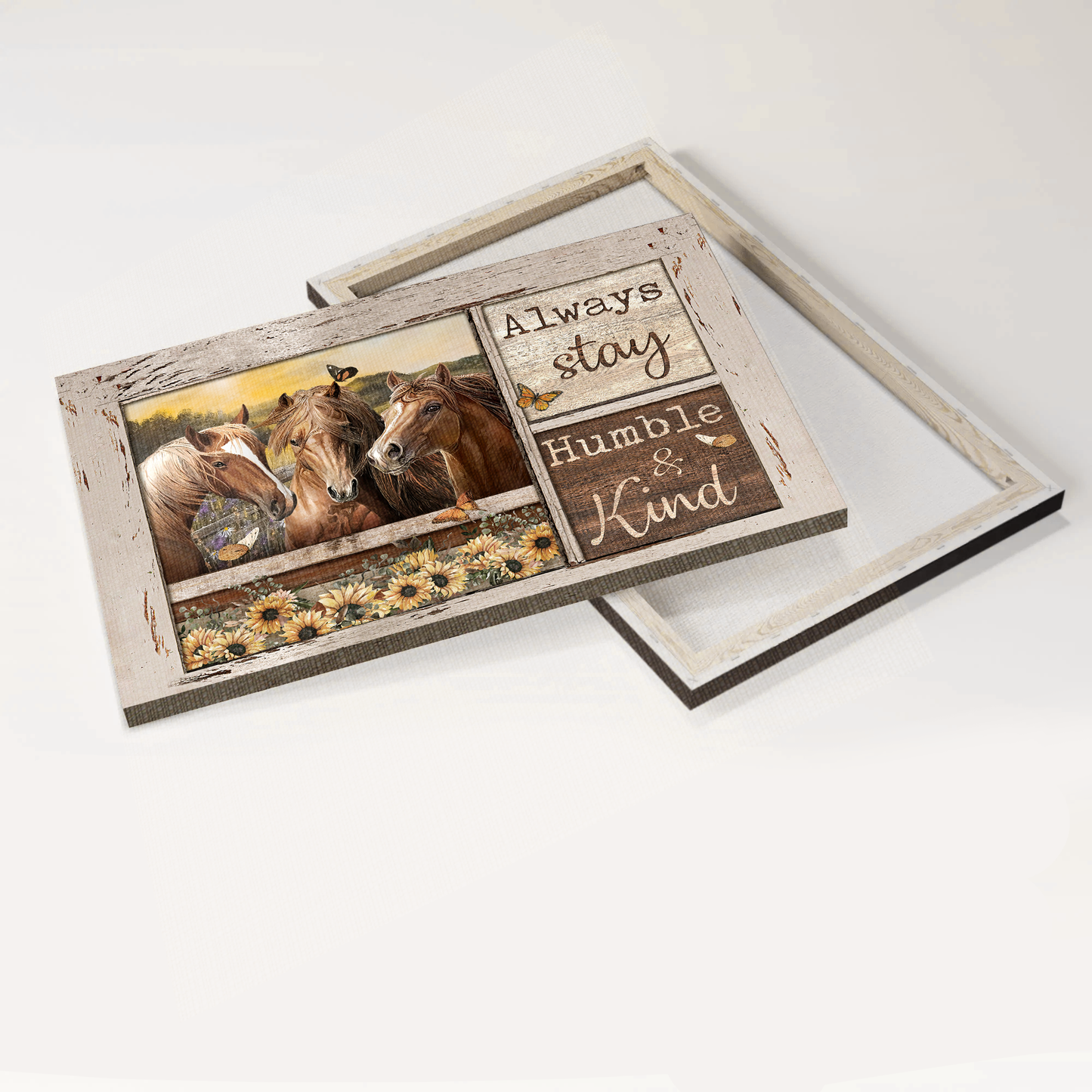 Jesus Landscape Canvas- Horse painting, On the field, Mountain landscape- Gift for Christian- Always stay humble and kind - Landscape Canvas Prints, Christian Wall Art