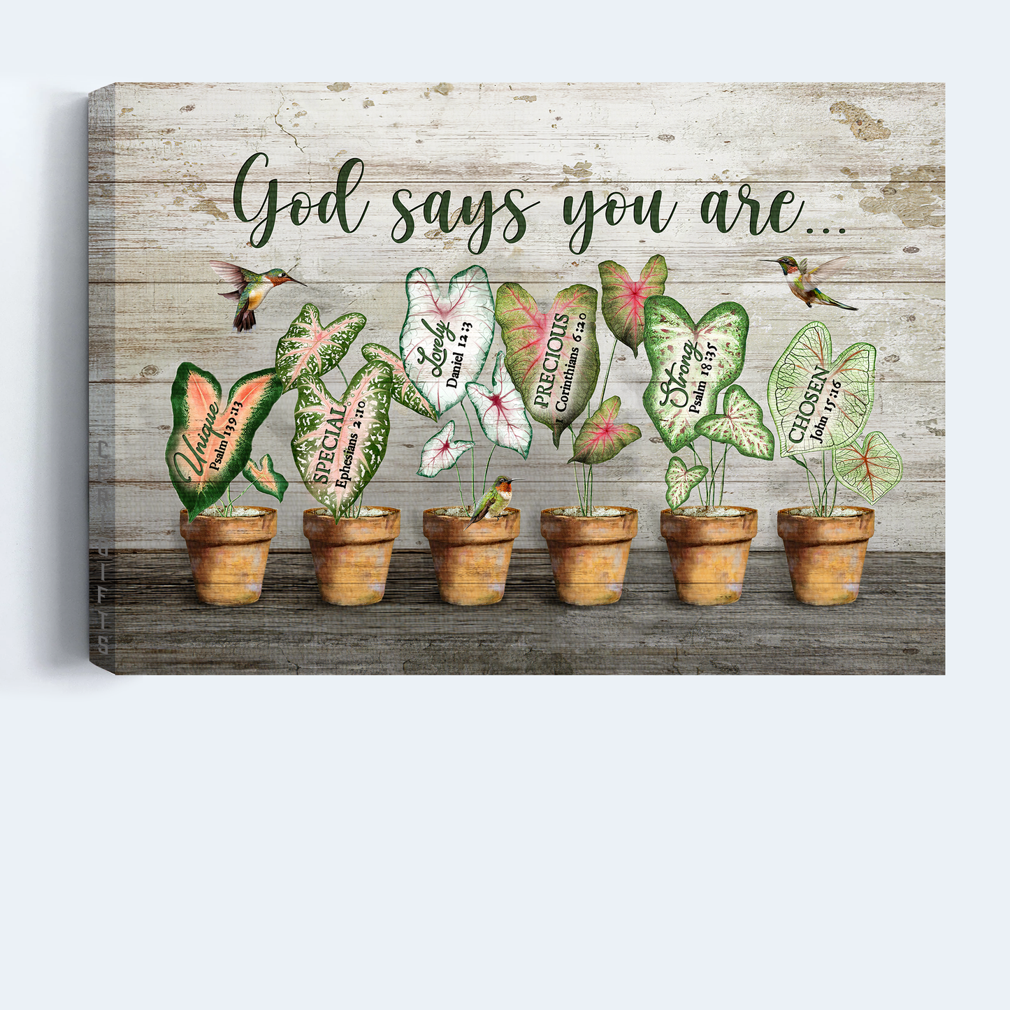 Jesus Landscape Canvas- Hummingbird painting, Awesome caladium pots, God says you are canvas- Gift for Christian - Landscape Canvas Prints, Christian Wall Art