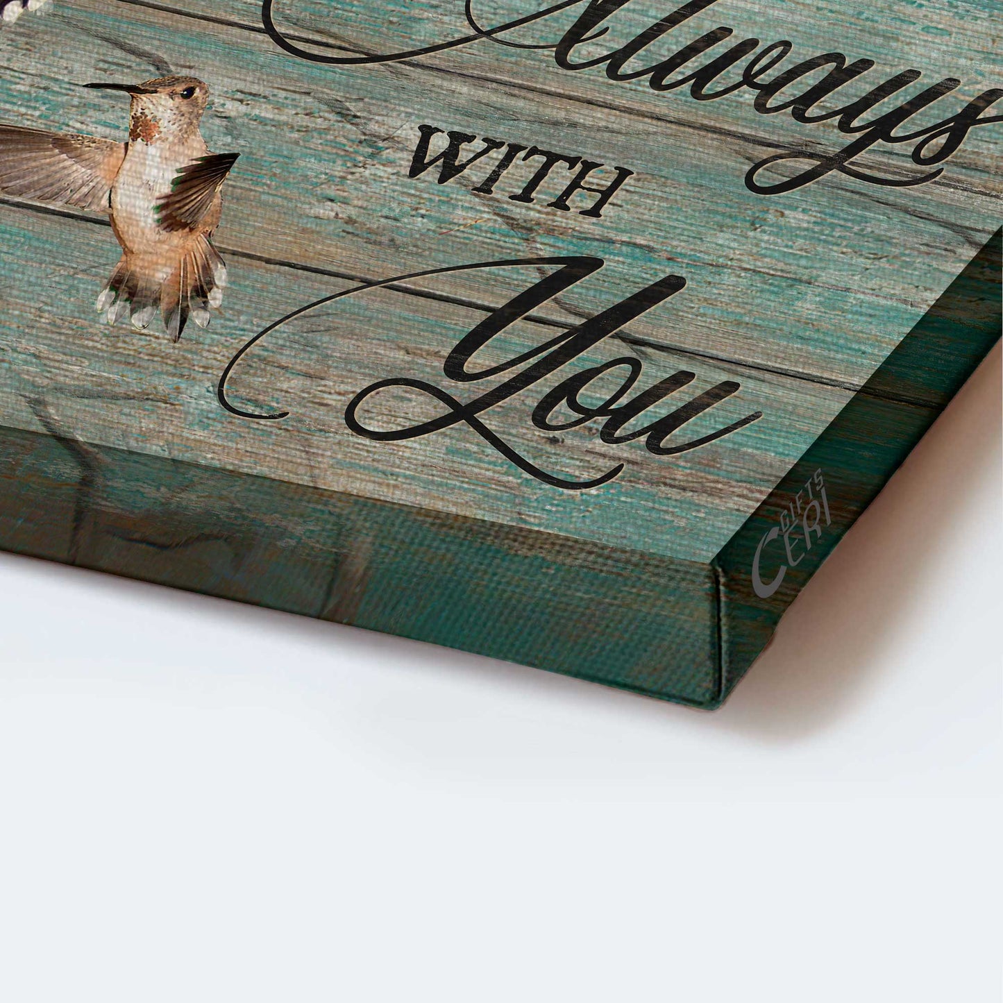 Memorial Landscape Canvas- Hummingbird drawing, Blue background, Oldest tree canvas- Gift for members family- I am always with you - Heaven Landscape Canvas Prints, Wall Art