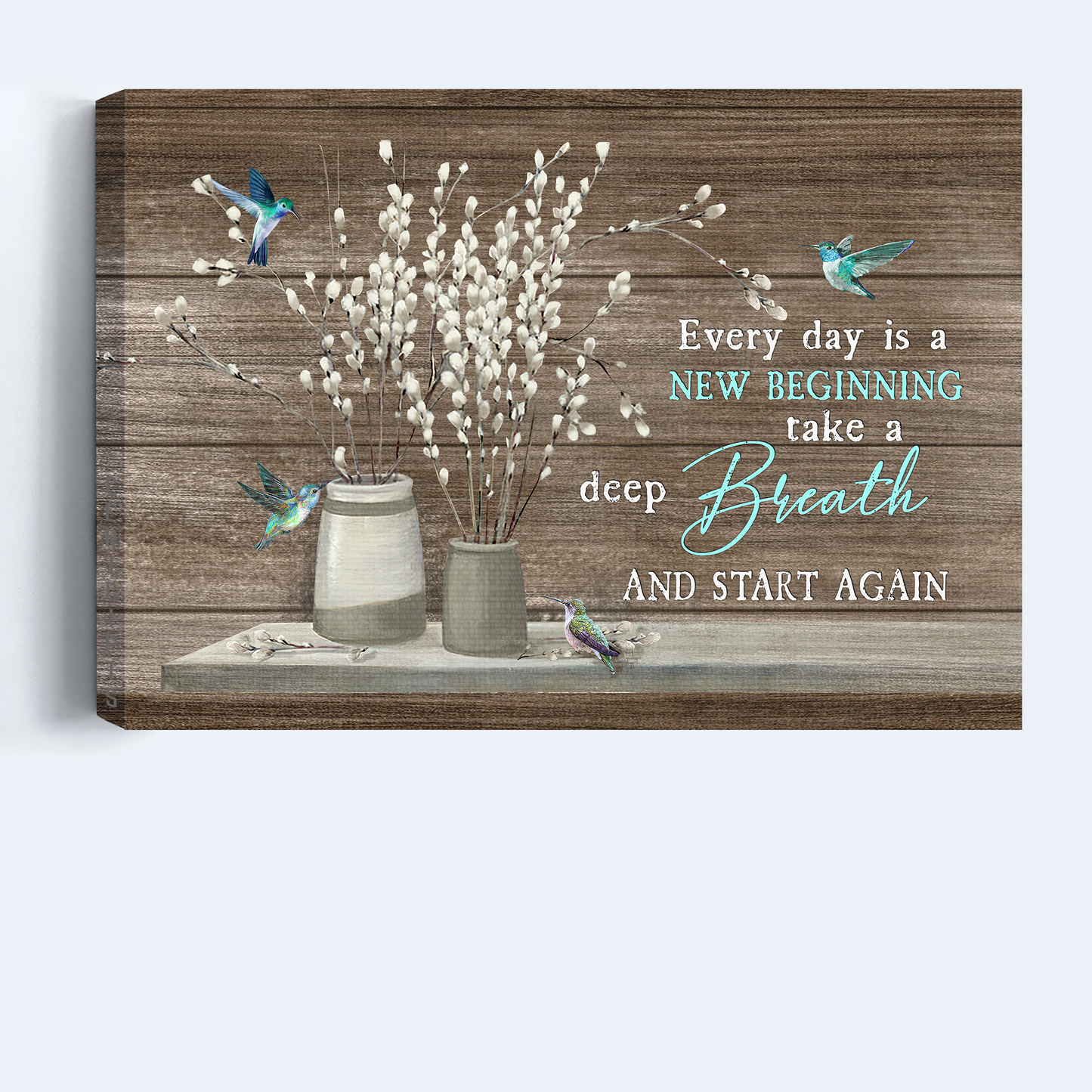 Jesus Landscape Canvas- Hummingbird, White flower canvas- Gift for Christian- Every day is a new beginning - Landscape Canvas Prints, Wall Art