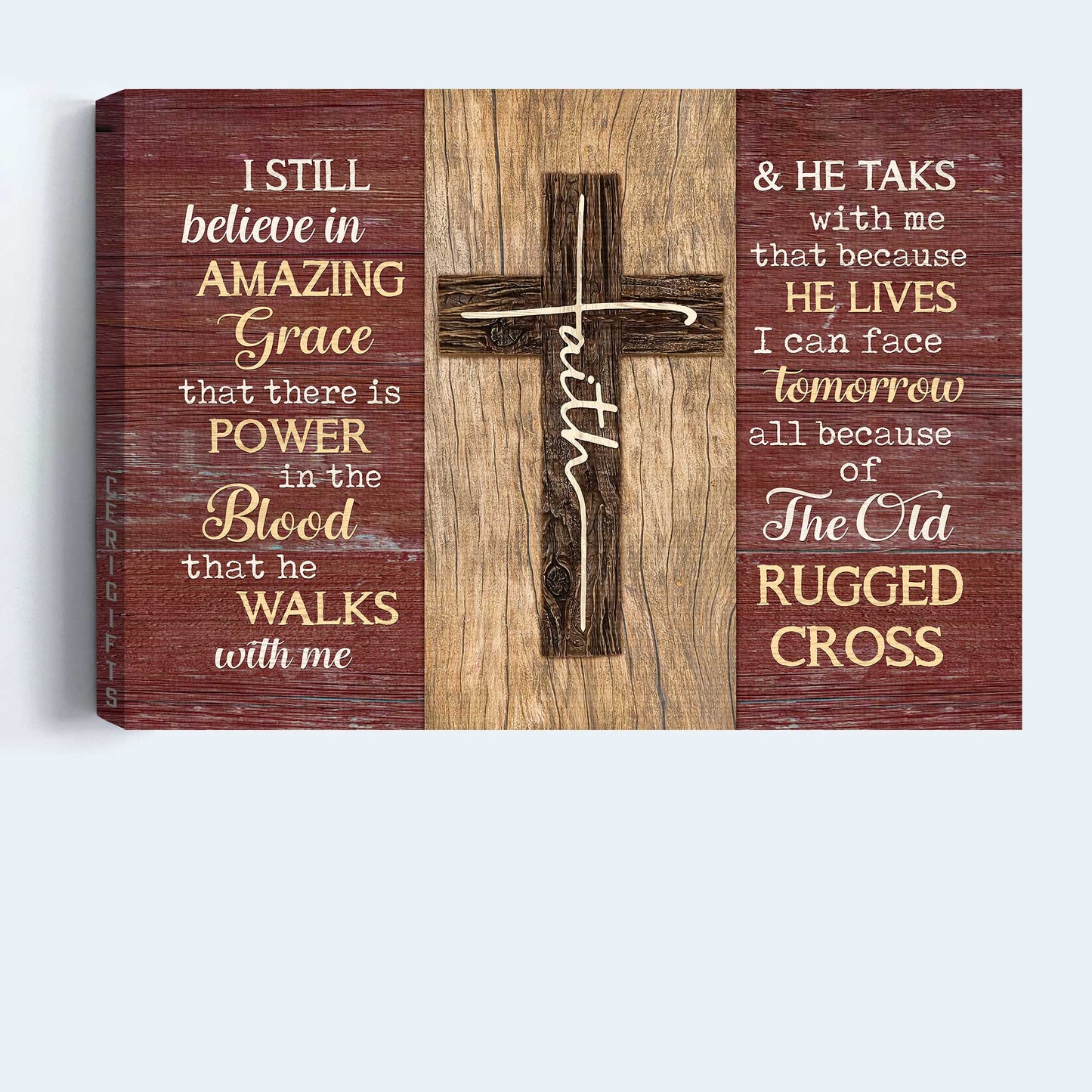 Jesus Landscape Canvas- Amazing Cross, Red Background Landscape Canvas- Gift For Christian- I Still Believe In Amazing Grace