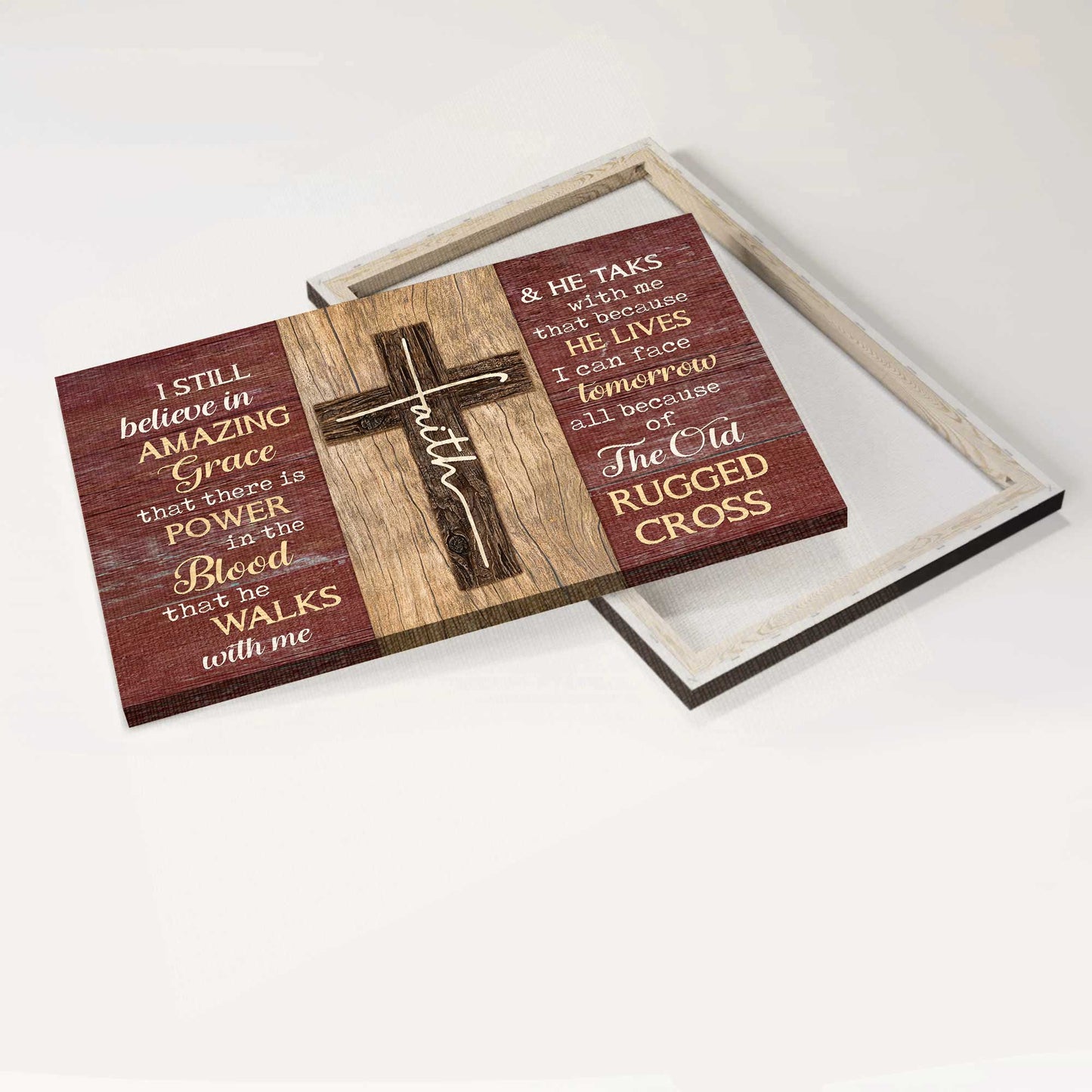 Jesus Landscape Canvas- Amazing Cross, Red Background Landscape Canvas- Gift For Christian- I Still Believe In Amazing Grace