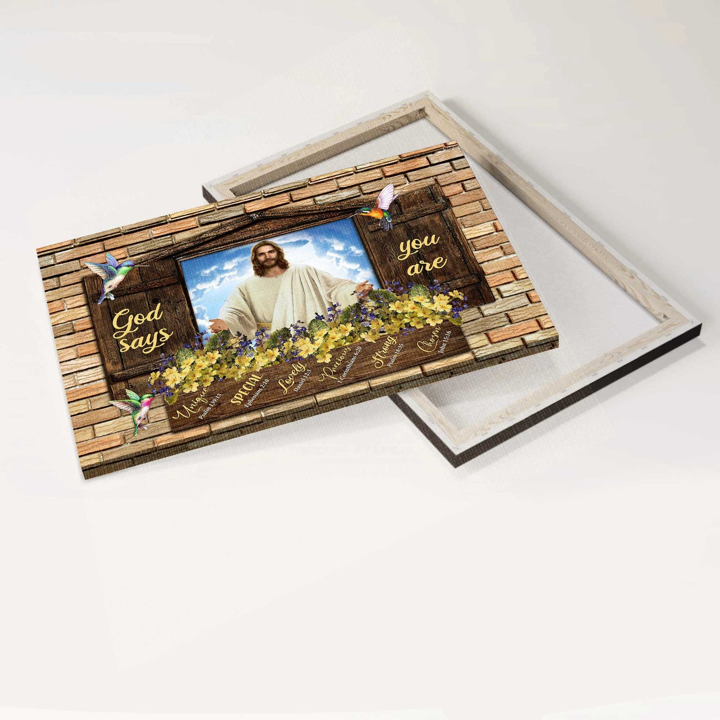 Jesus Landscape Canvas- Jesus Christ, Hummingbird, Yellow flower, God says you are canvas- Gift for Christian -  Landscape Canvas Prints, Christian Wall Art