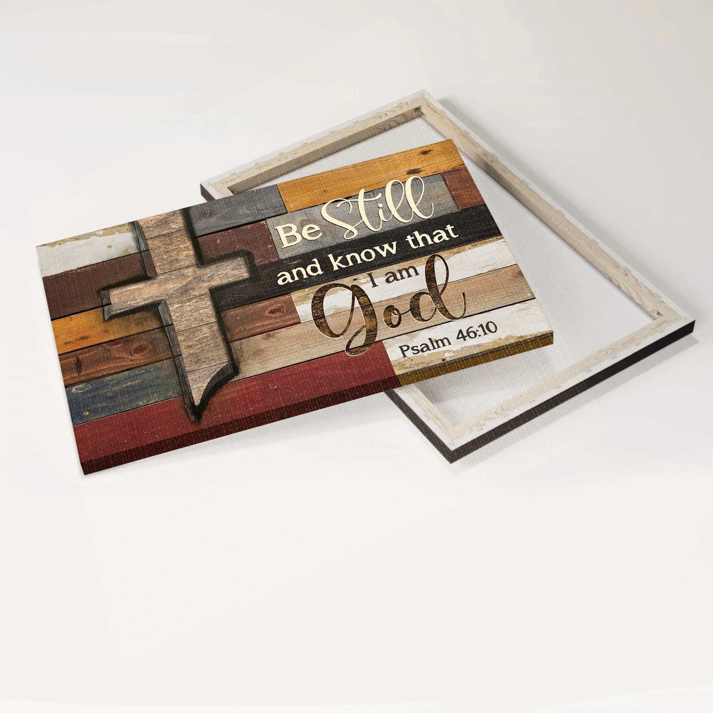 Jesus Landscape Canvas- Jesus cross, Wall planks, Be still I am God canvas- Gift for Christian- Landscape Canvas Prints, Christian Wall Art