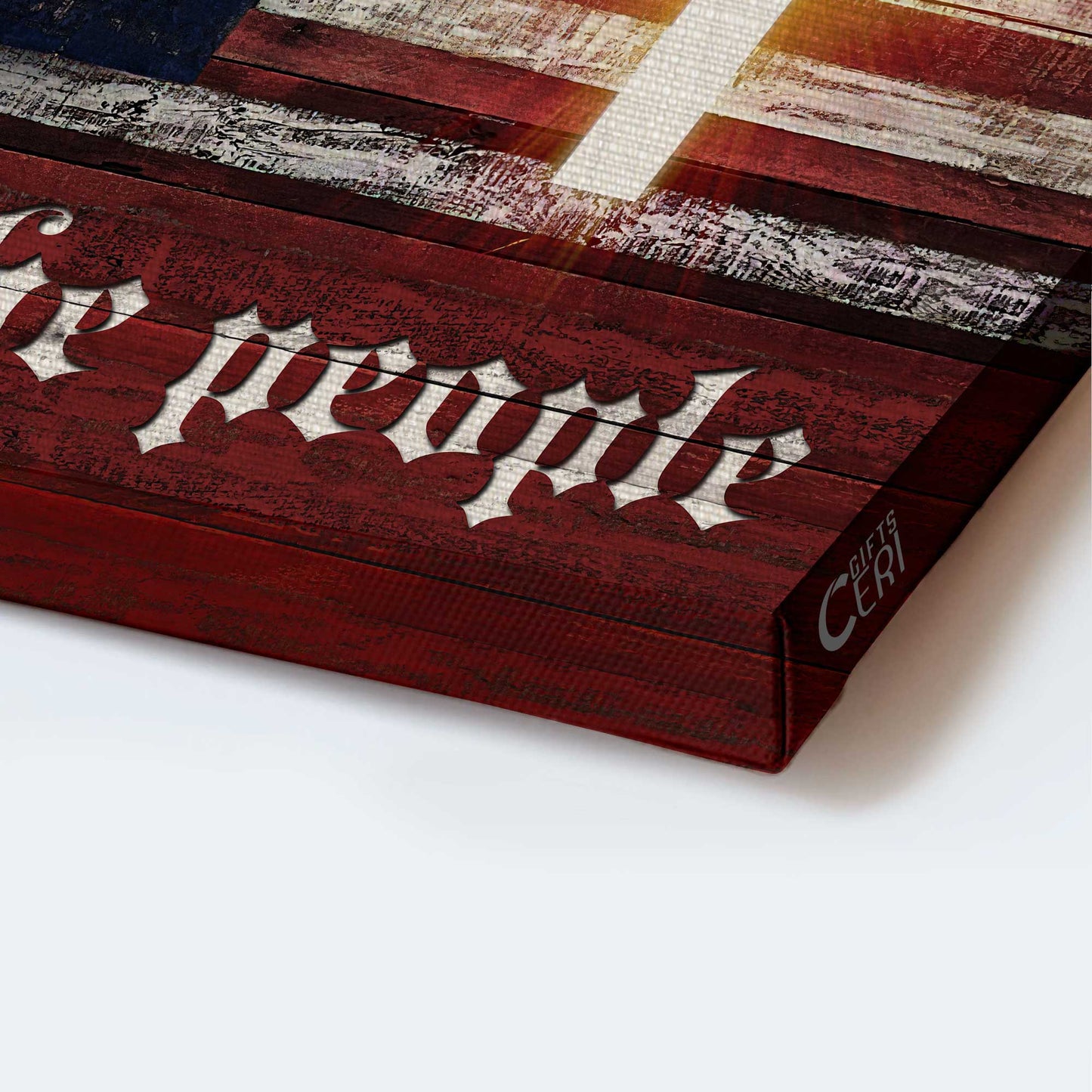 Jesus Landscape Canvas- Amazing Cross, US Flag Landscape Canvas- Gift For Christian- We The People, 1776