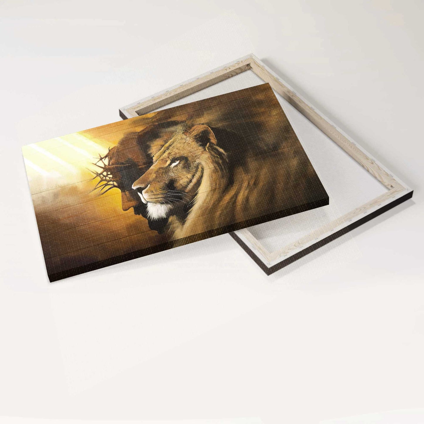 Jesus Landscape Canvas- Jesus Painting, Awesome Lion and God canvas- Gift for Christian-  Landscape Canvas Prints, Wall Art