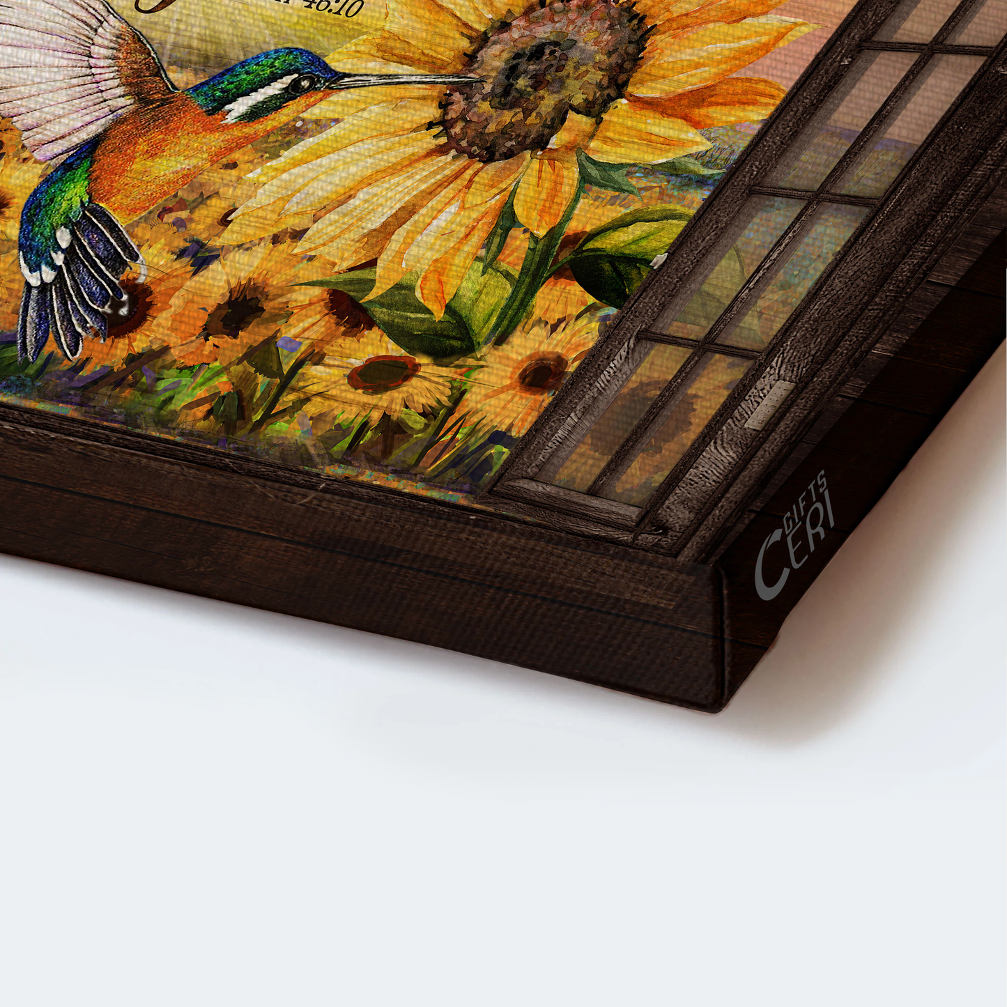 Jesus Landscape Canvas- Hummingbird, Sunflower field - Gift for Christian - Be still and know that I am God - Landscape Canvas Prints, Wall Art