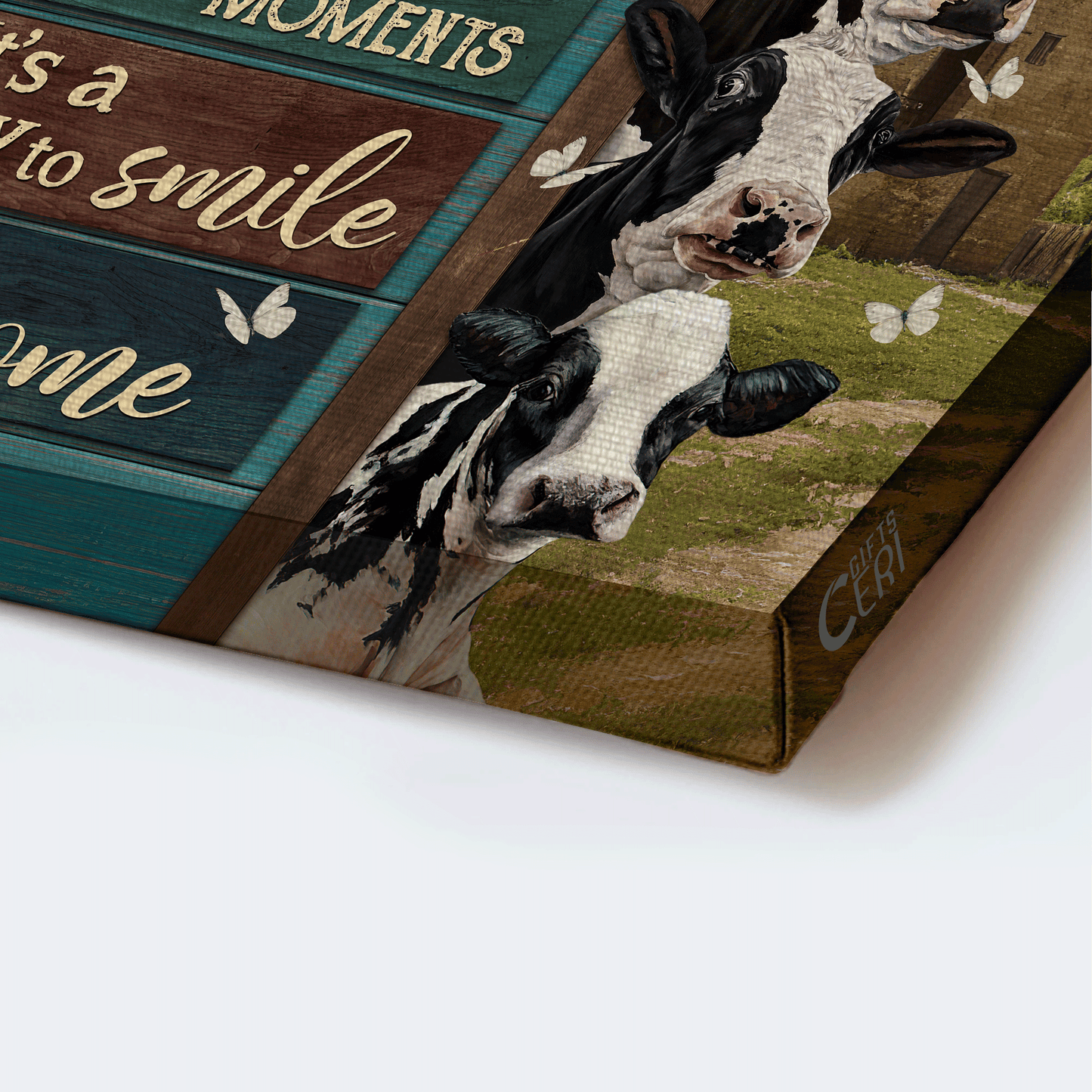 Family Landscape Canvas- Amazing Dairy Cow, Green Meadow, Jesus Landscape Canvas- Gift For Members Family- It's A Good Day To Smile