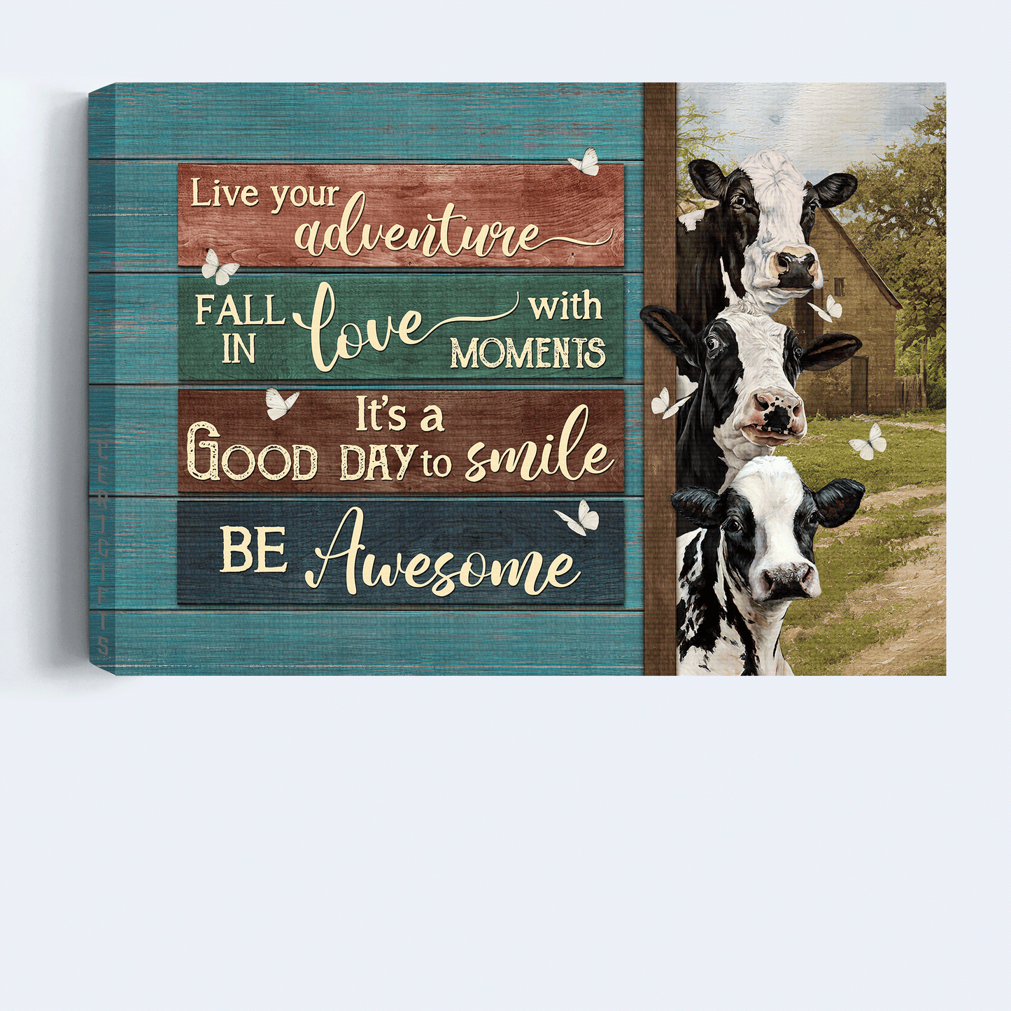 Family Landscape Canvas- Amazing Dairy Cow, Green Meadow, Jesus Landscape Canvas- Gift For Members Family- It's A Good Day To Smile