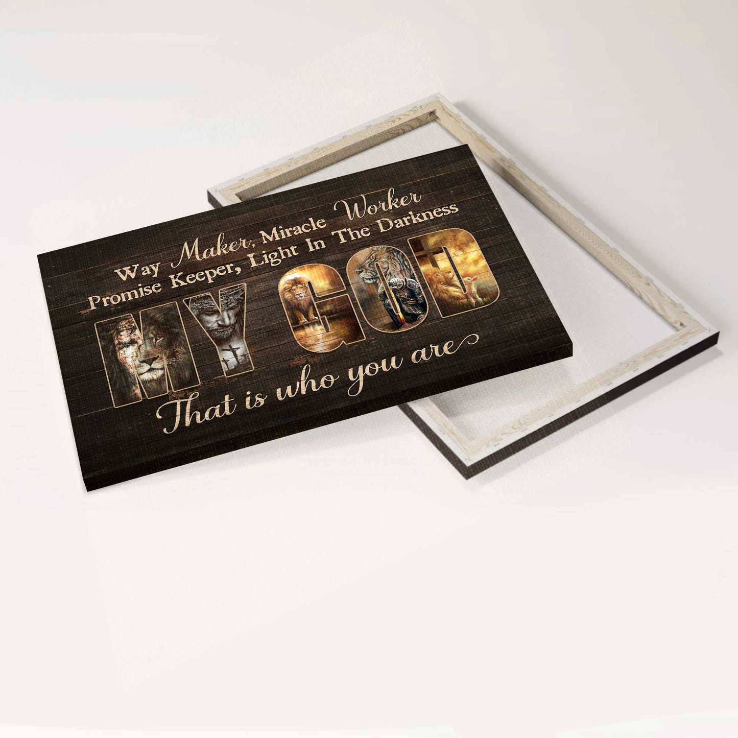 Jesus Landscape Canvas- Jesus painting, Lion of Judah, Lamb of God - Gift for Christian- Jesus is the light in the darkness - Landscape Canvas Prints, Wall Art