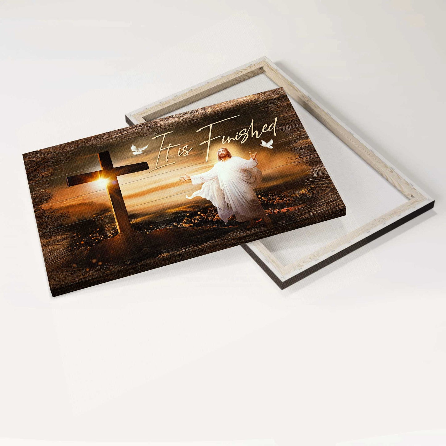 Jesus Landscape Canvas- Jesus painting, The rugged cross, It is finished- Gift for Christian - Landscape Canvas Prints, Christian Wall Art