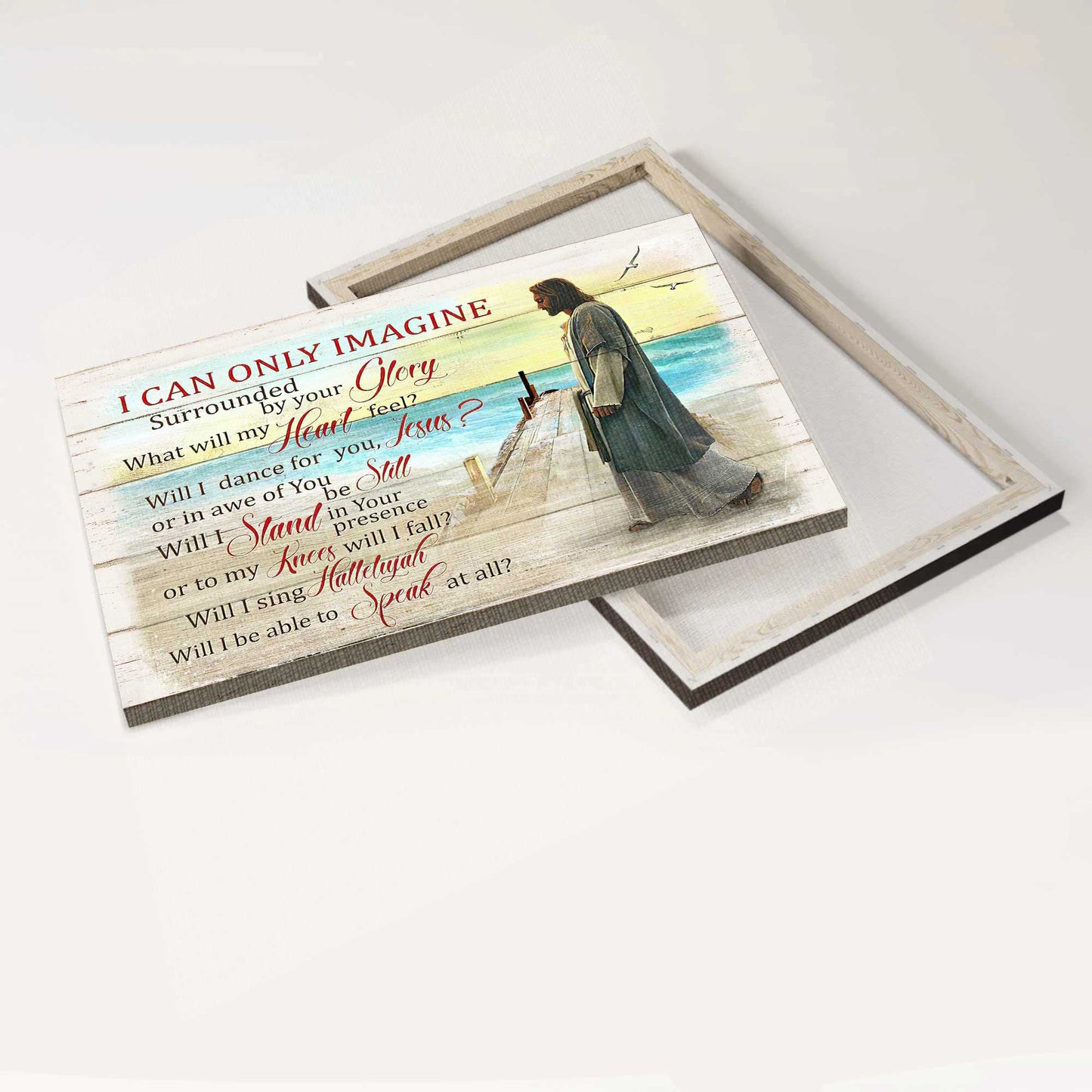 Jesus Landscape Canvas- Jesus Painting, Walking on the beach, Seagull - Gift for Christian- I can only imagine - Landscape Canvas Prints, Wall Art