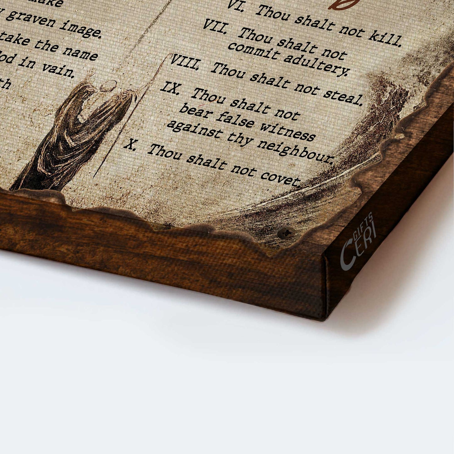 Jesus Landscape Canvas- Jesus painting, Wooden background- Gift for Christian- The ten commandments - Landscape Canvas Prints, Christian Wall Art
