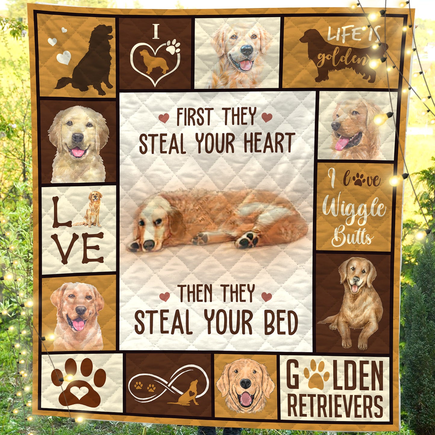 First they steal heart Golden Retriever Throw Blanket