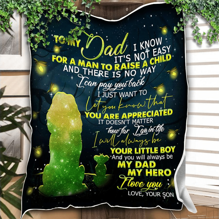 To My Dad My Hero Love Your Son Lion Firefly Throw Blanket