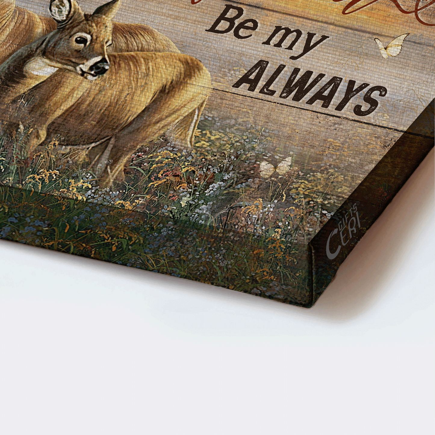 Family Landscape Canvas- Amazing Deer, Pretty Flower Field Landscape Canvas- Gift For Members Family, Couple-You Will Forever Be My Always