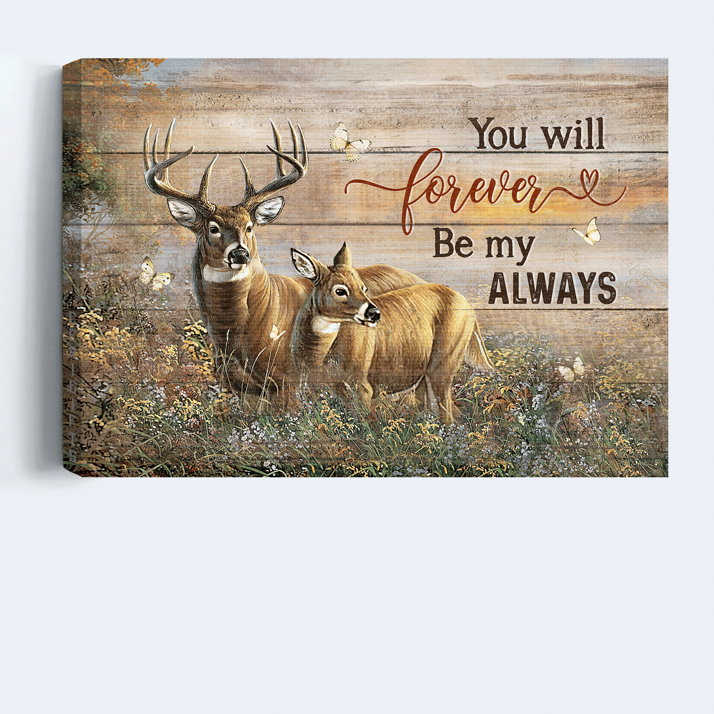 Family Landscape Canvas- Amazing Deer, Pretty Flower Field Landscape Canvas- Gift For Members Family, Couple-You Will Forever Be My Always