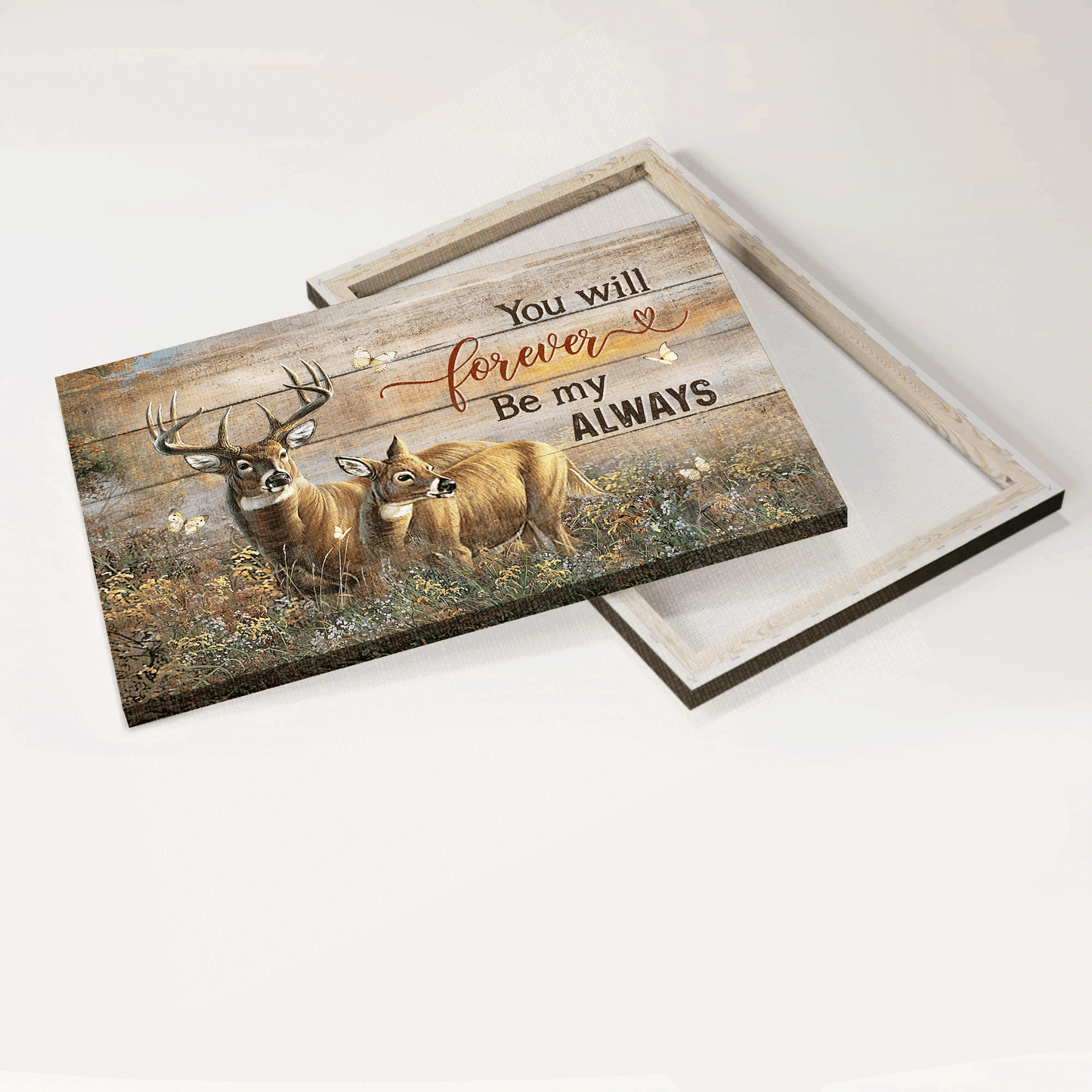 Family Landscape Canvas- Amazing Deer, Pretty Flower Field Landscape Canvas- Gift For Members Family, Couple-You Will Forever Be My Always