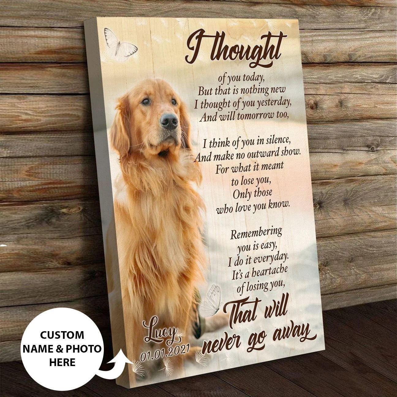 Dog Cat Portrait Canvas - Personalized Dog Cat Memorial Canvas - Custom Gift For Dog Cat Lovers - I Thought Of You Today But That Is Nothing New