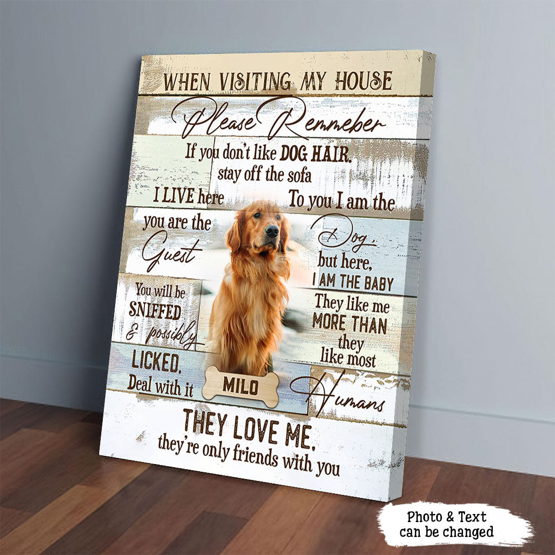 Dog Cat Portrait Canvas - Personalized Dog Cat Memorial Canvas - Custom Gift For Dog Cat Lovers - When Visiting My House Please Remember